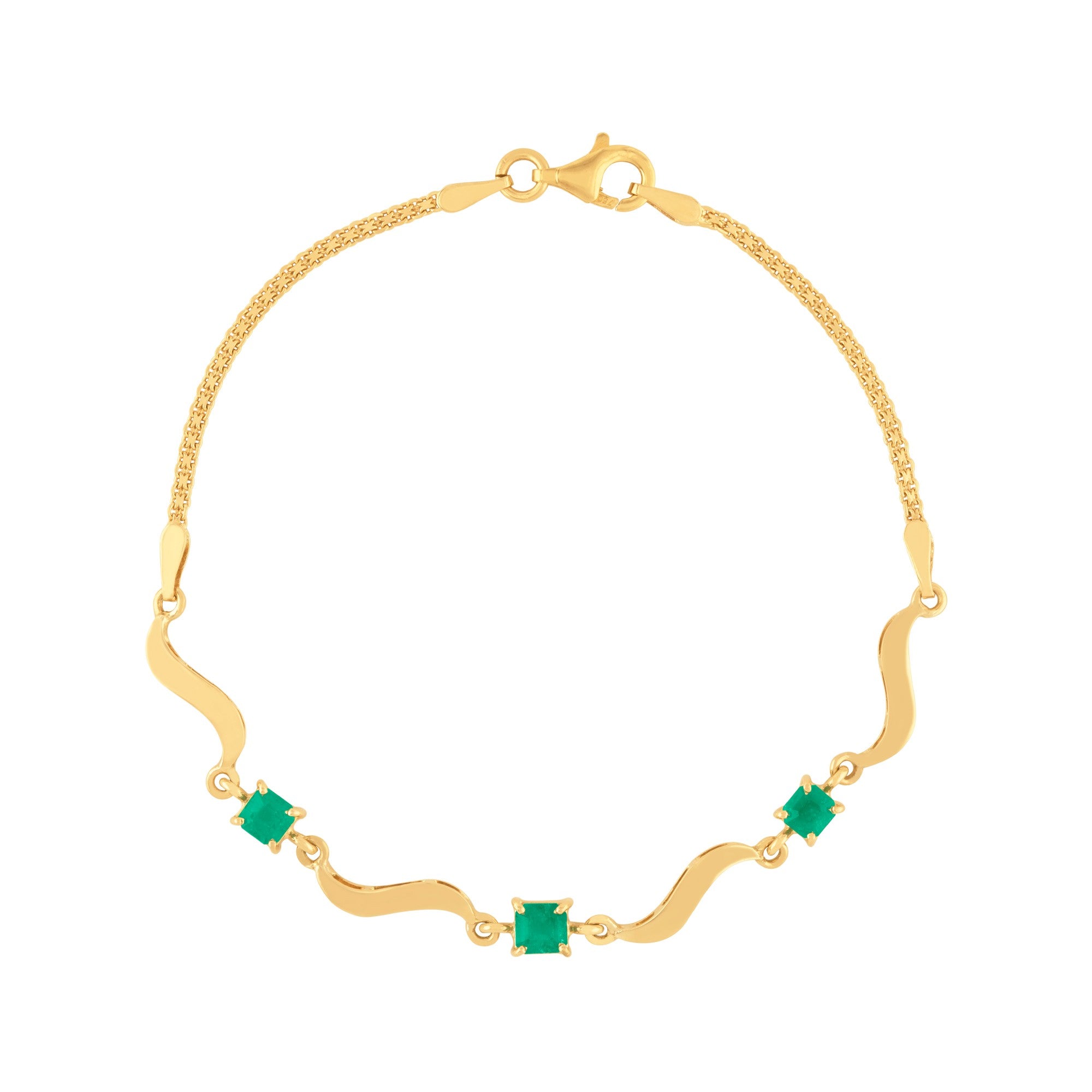 PULSERA EN ONDAS CON ESMERALDAS