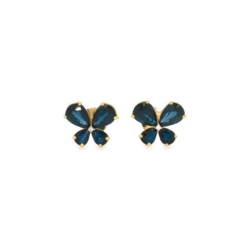 ARETES MARIPOSA DE ZAFIROS Y DIAMANTES
