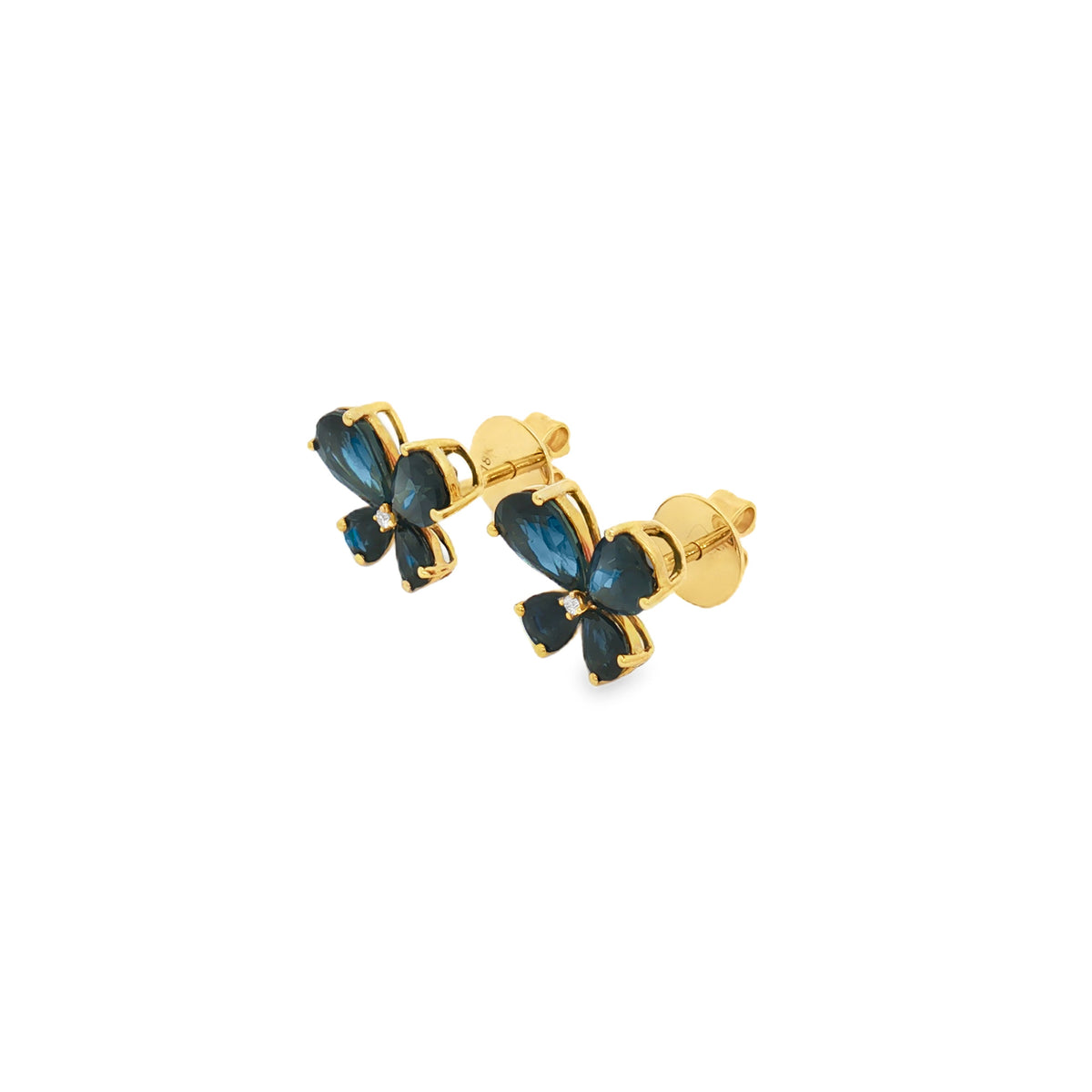 ARETES MARIPOSA DE ZAFIROS Y DIAMANTES