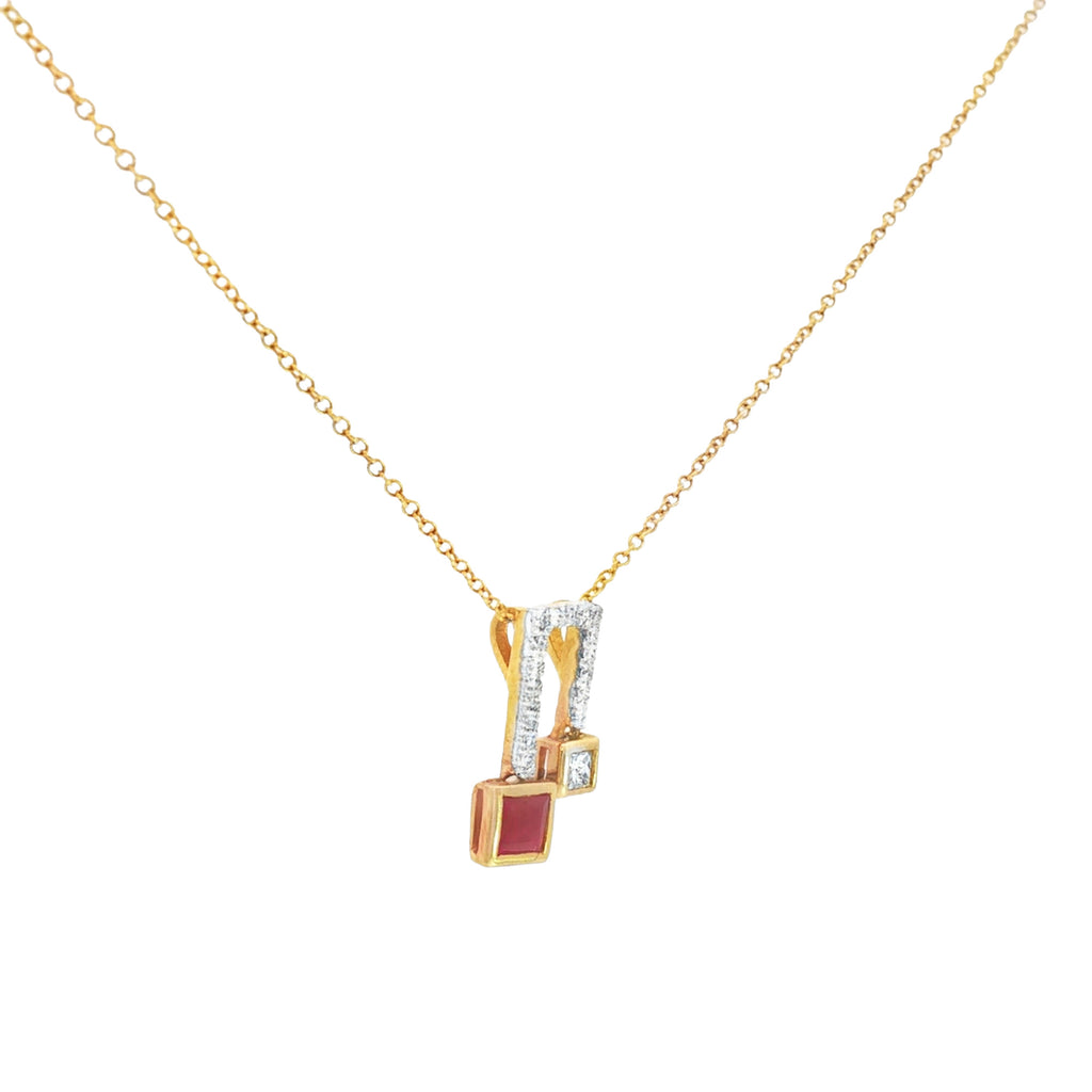 GARGANTILLA CON RUBÍ Y DIAMANTES
