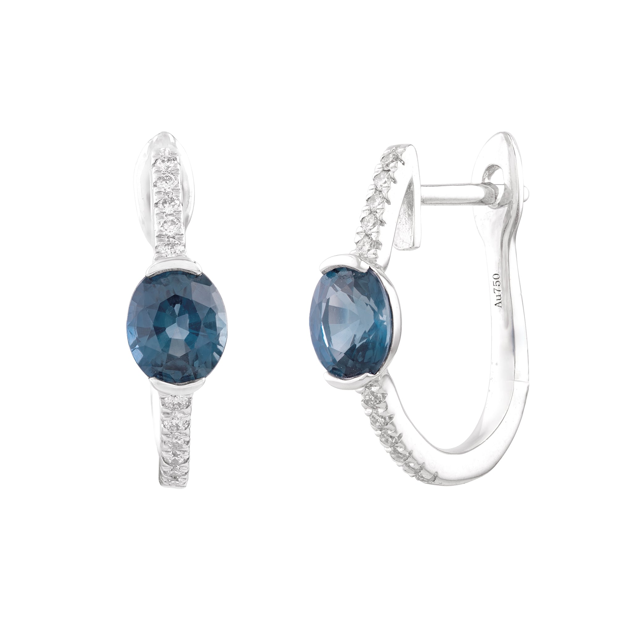 ARETES ZAFIRO OVAL Y DIAMANTES