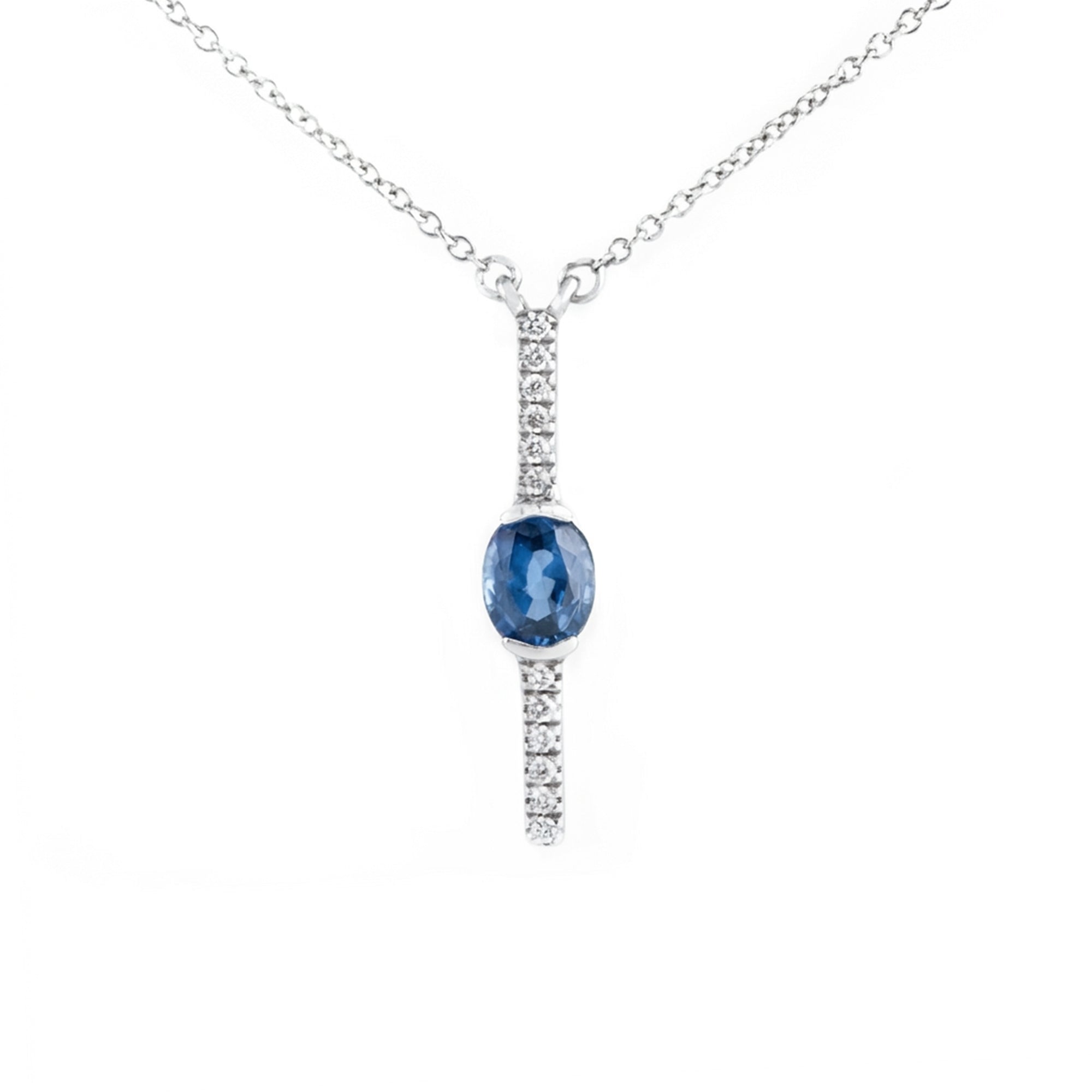 GARGANTILLA COLGANTE LARGO ZAFIRO Y DIAMANTES