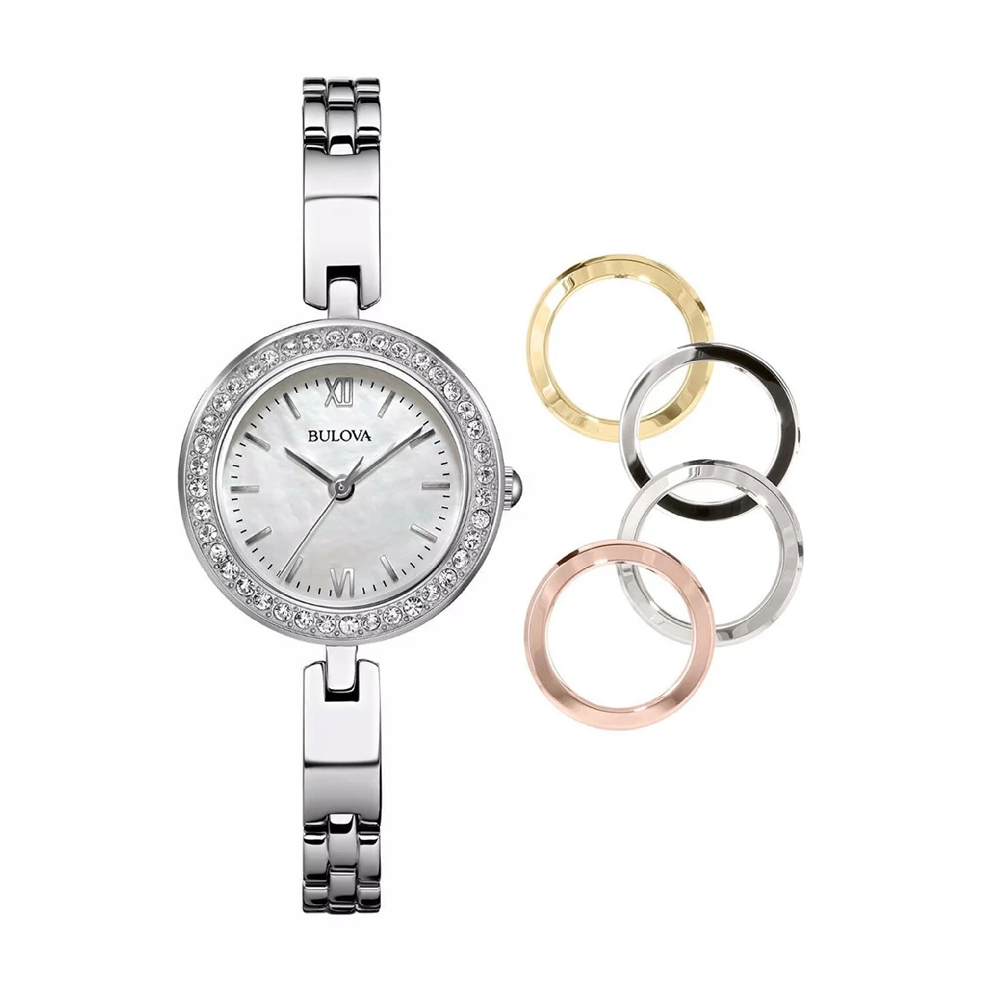Reloj Bulova Cristales Set + Aros 98X107 Dama