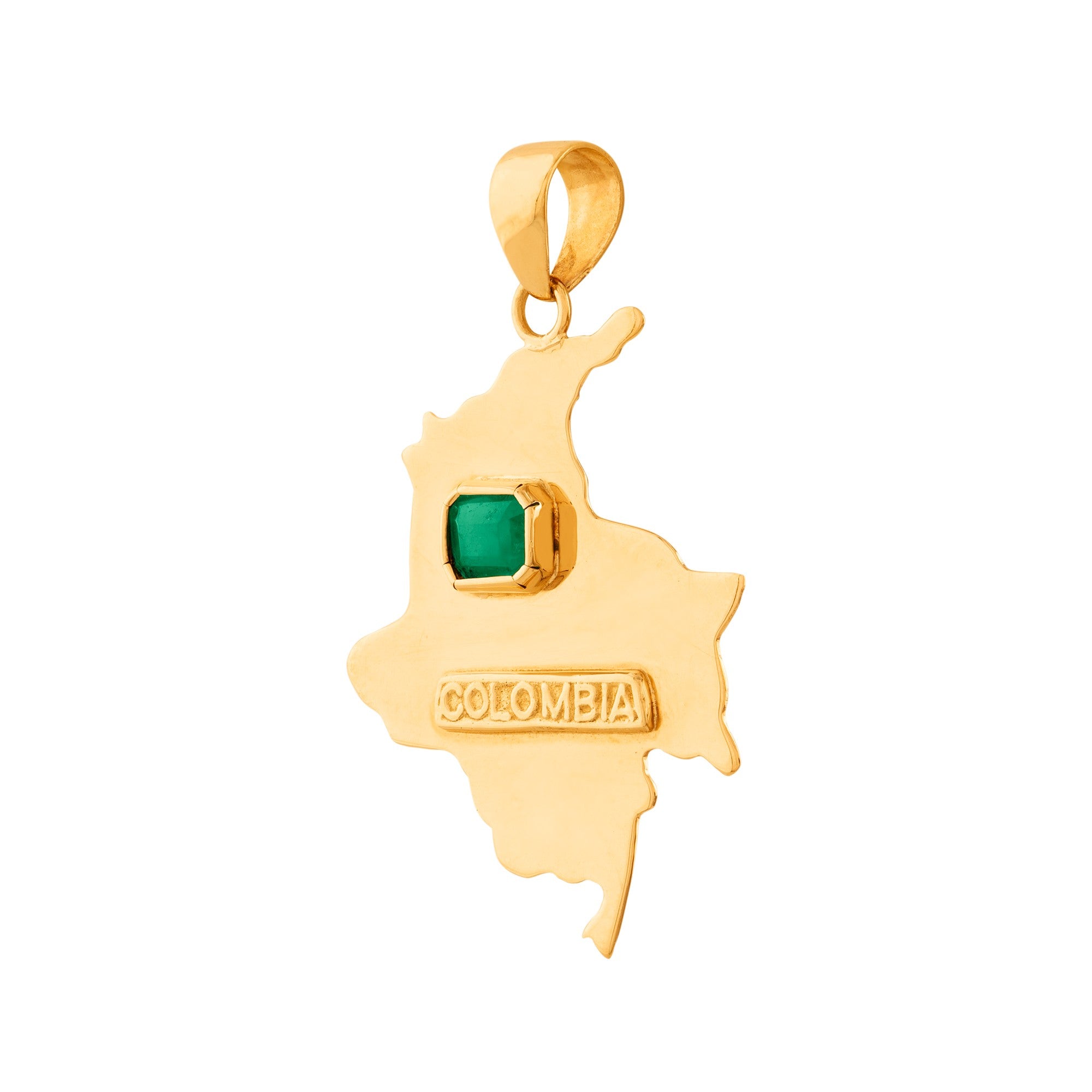 DIJE MAPA DE COLOMBIA CON ESMERALDA