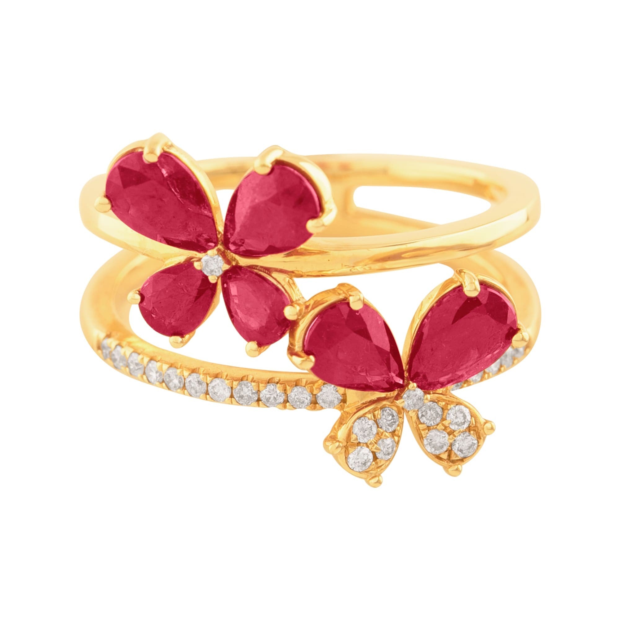 ANILLO MARIPOSAS CON RUBÍES Y DIAMANTES