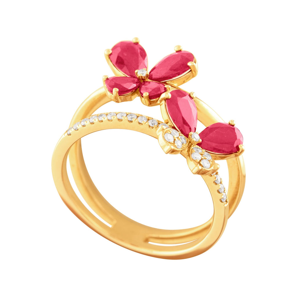 ANILLO MARIPOSAS CON RUBÍES Y DIAMANTES