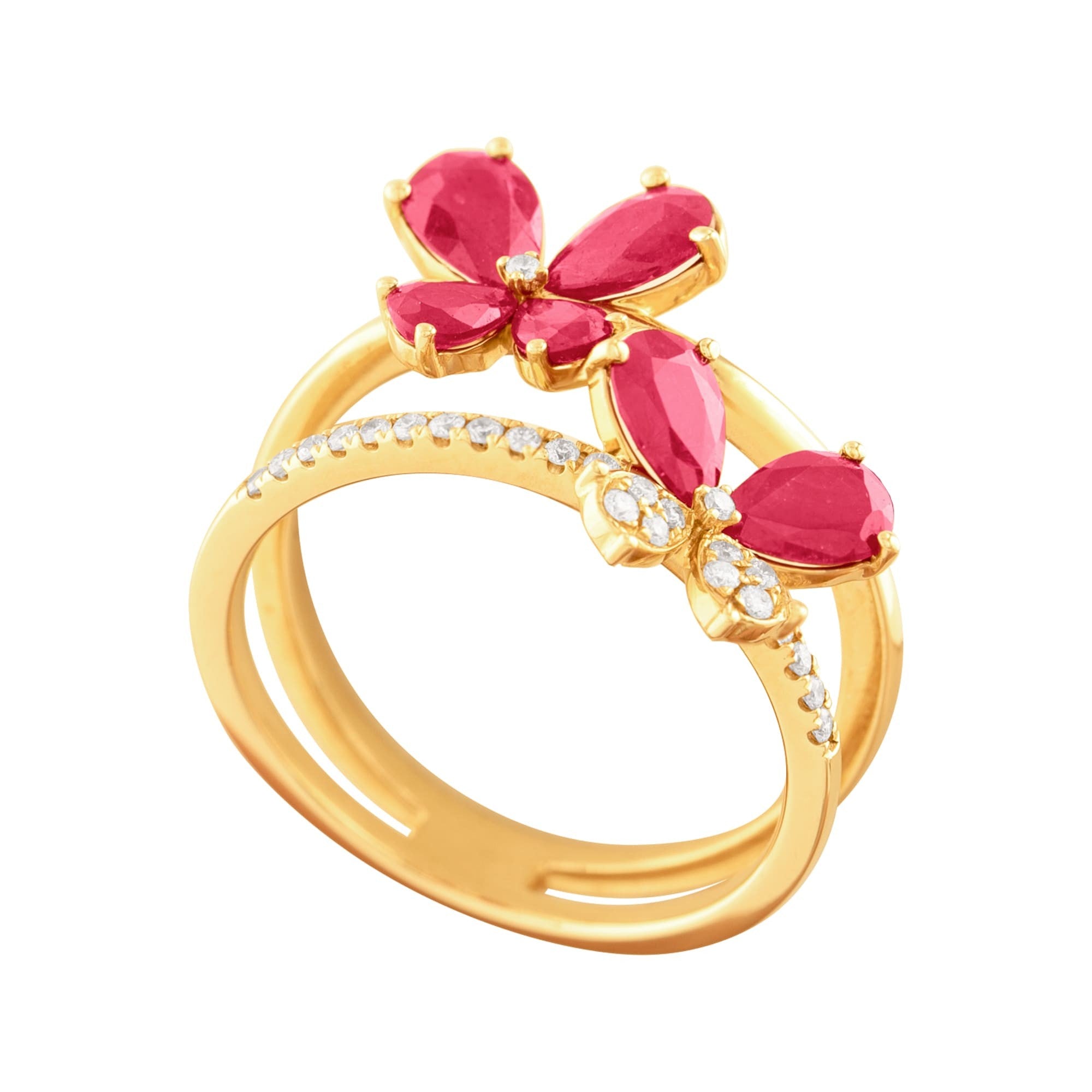 ANILLO MARIPOSAS CON RUBÍES Y DIAMANTES