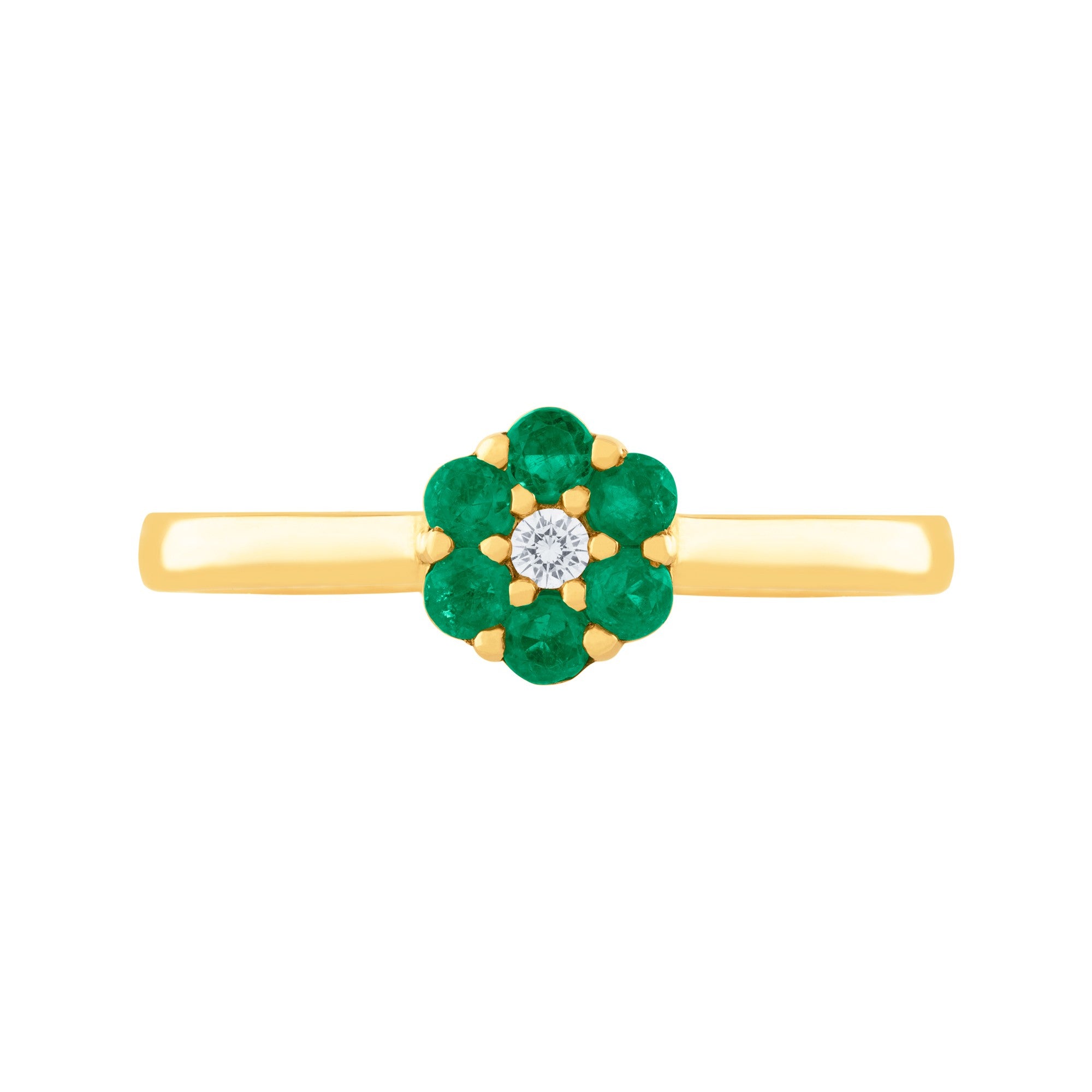 ANILLO FLOR CON ESMERALDAS Y DIAMANTE