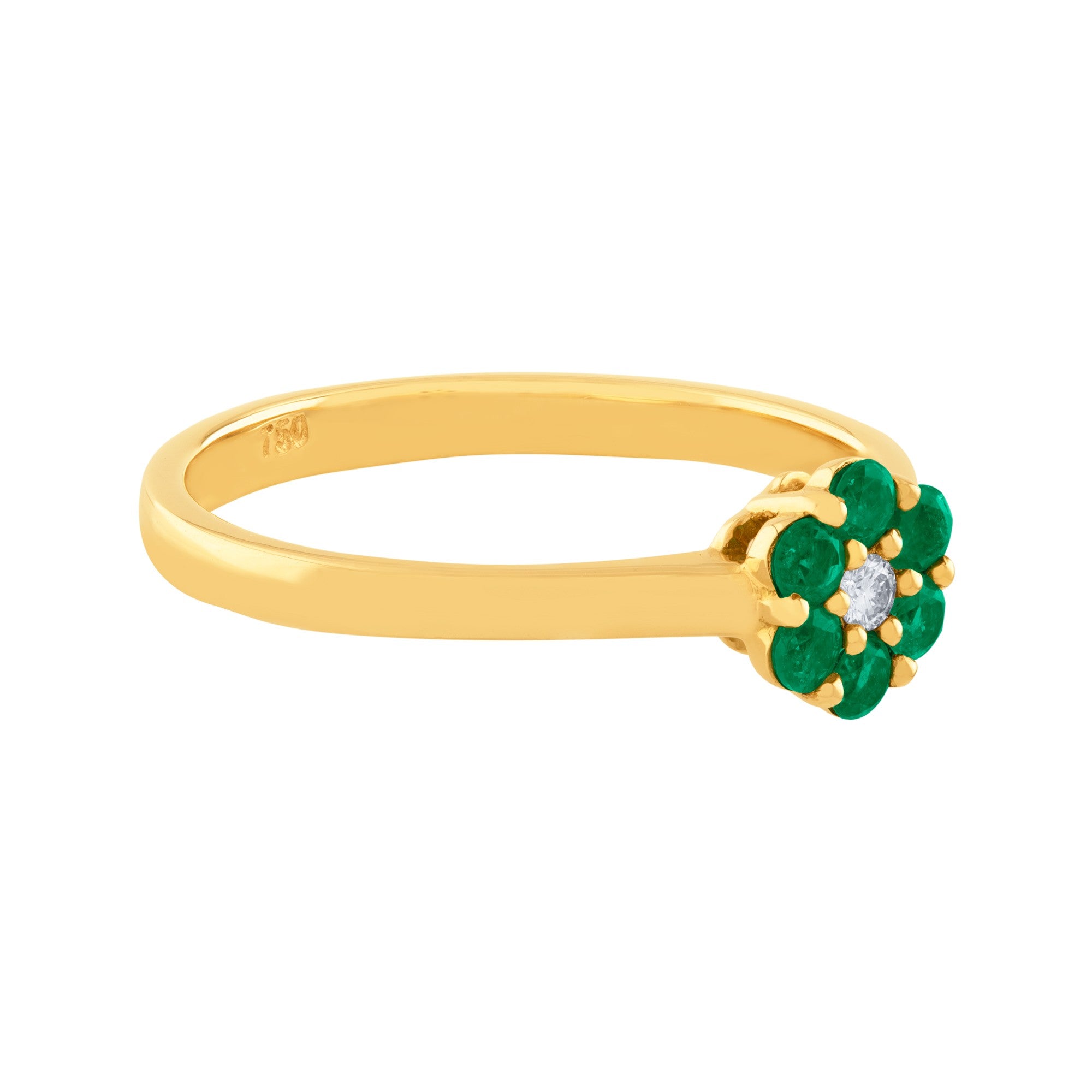 ANILLO FLOR CON ESMERALDAS Y DIAMANTE