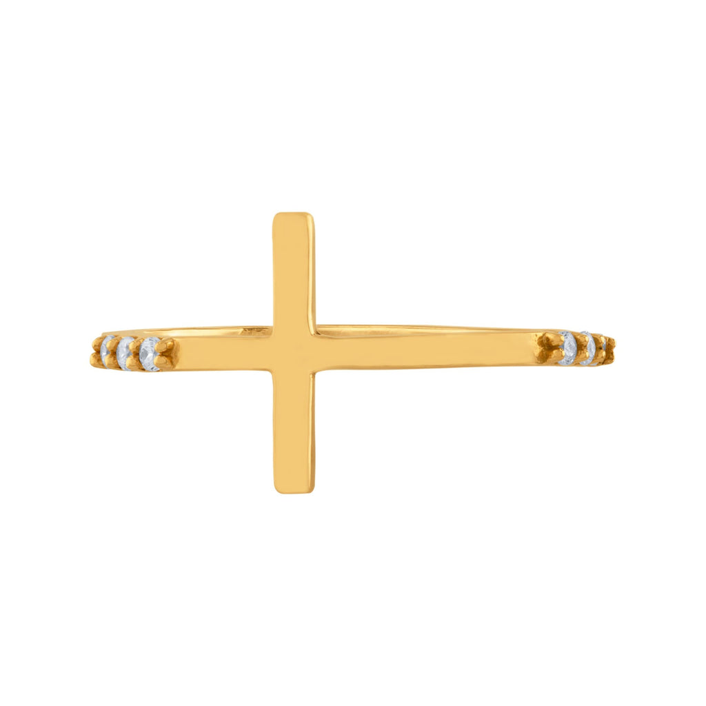 ANILLO CRUZ CON ZIRCONES LATERALES