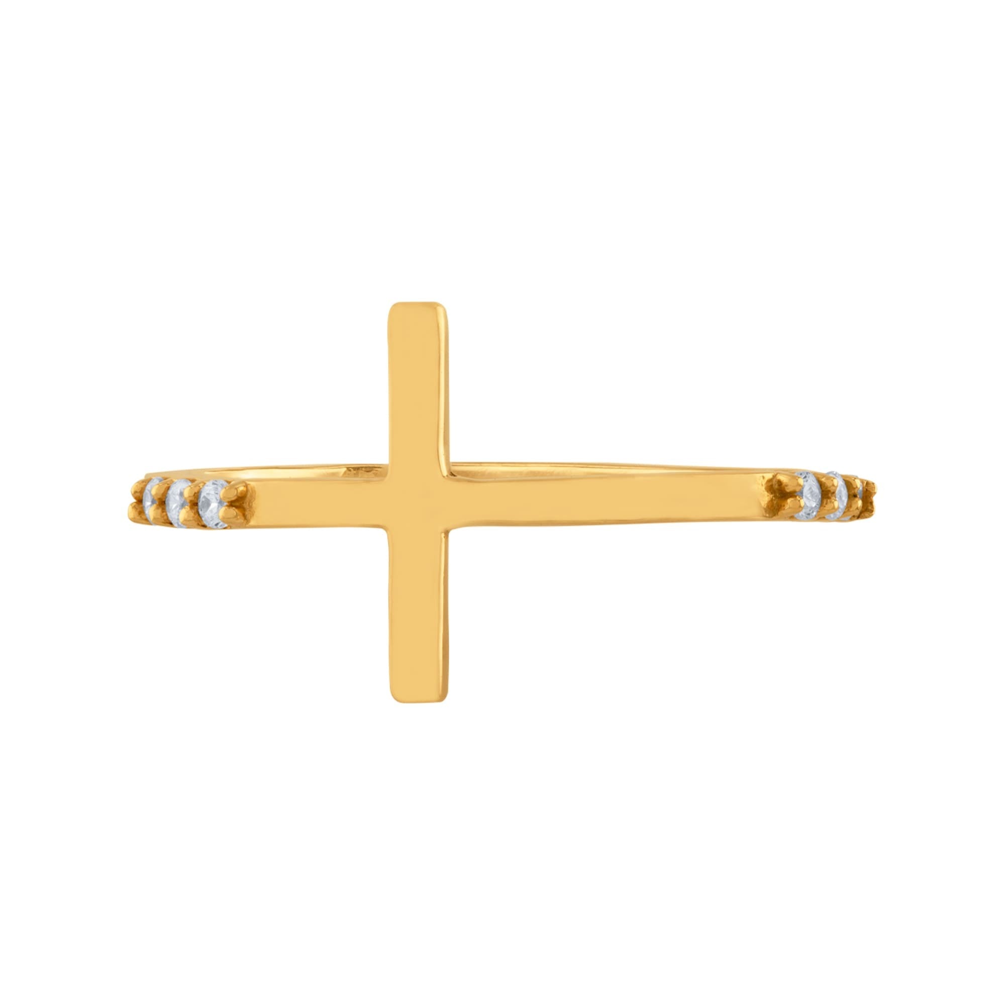 ANILLO CRUZ CON ZIRCONES LATERALES