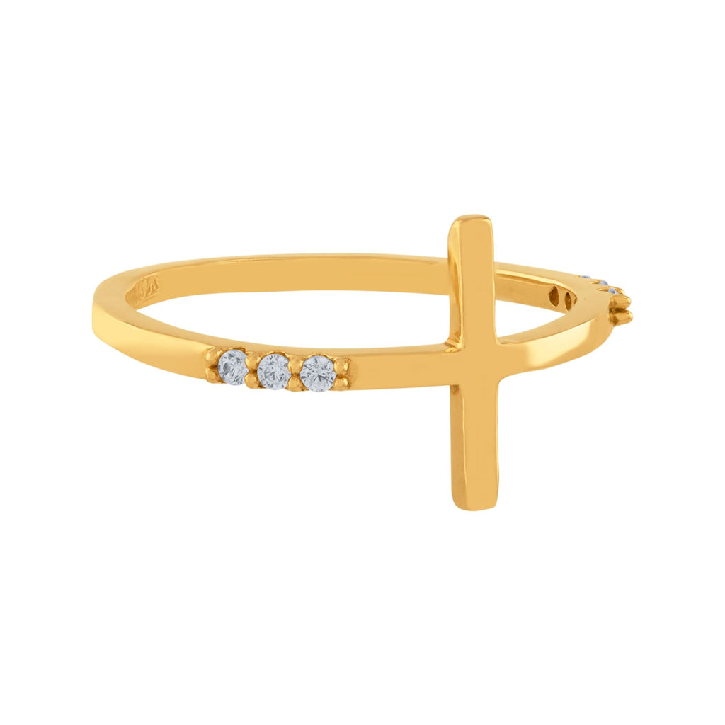 ANILLO CRUZ CON ZIRCONES LATERALES