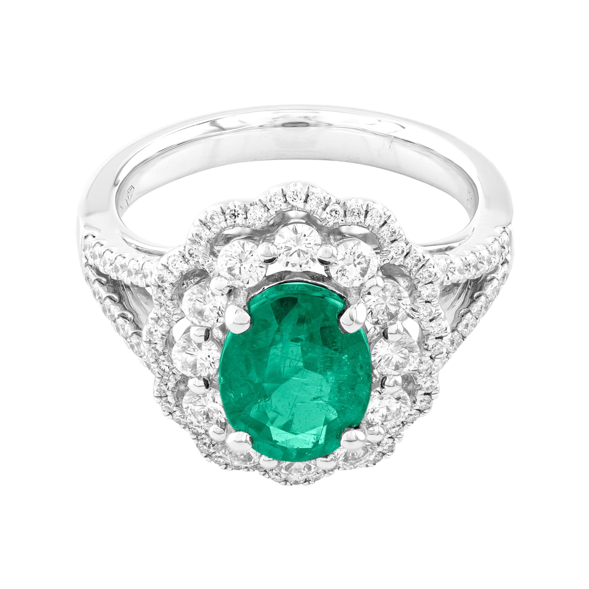 ANILLO DIVIDIDO CON ESMERALDA Y DIAMANTES