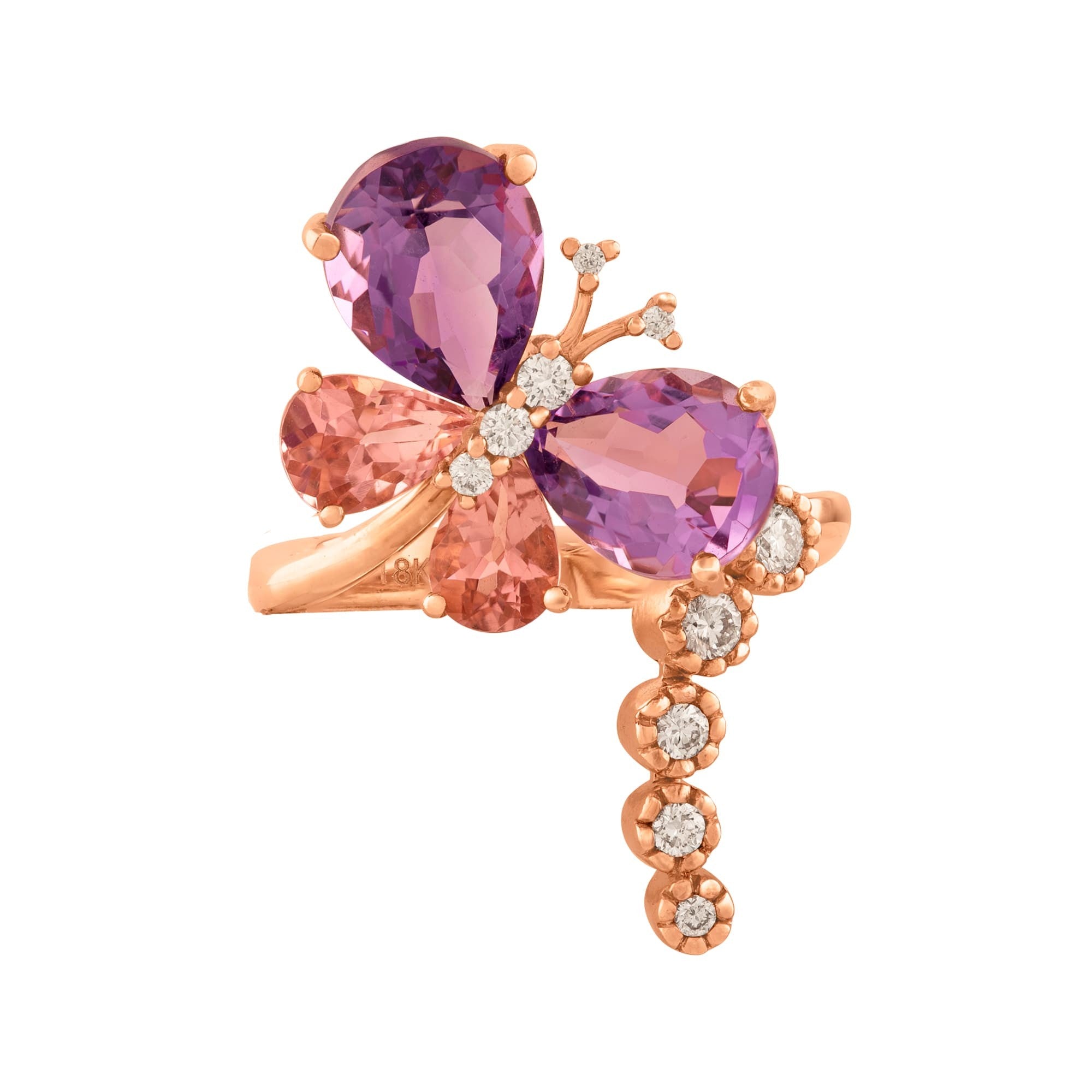 ANILLO MARIPOSA CON AMATISTAS