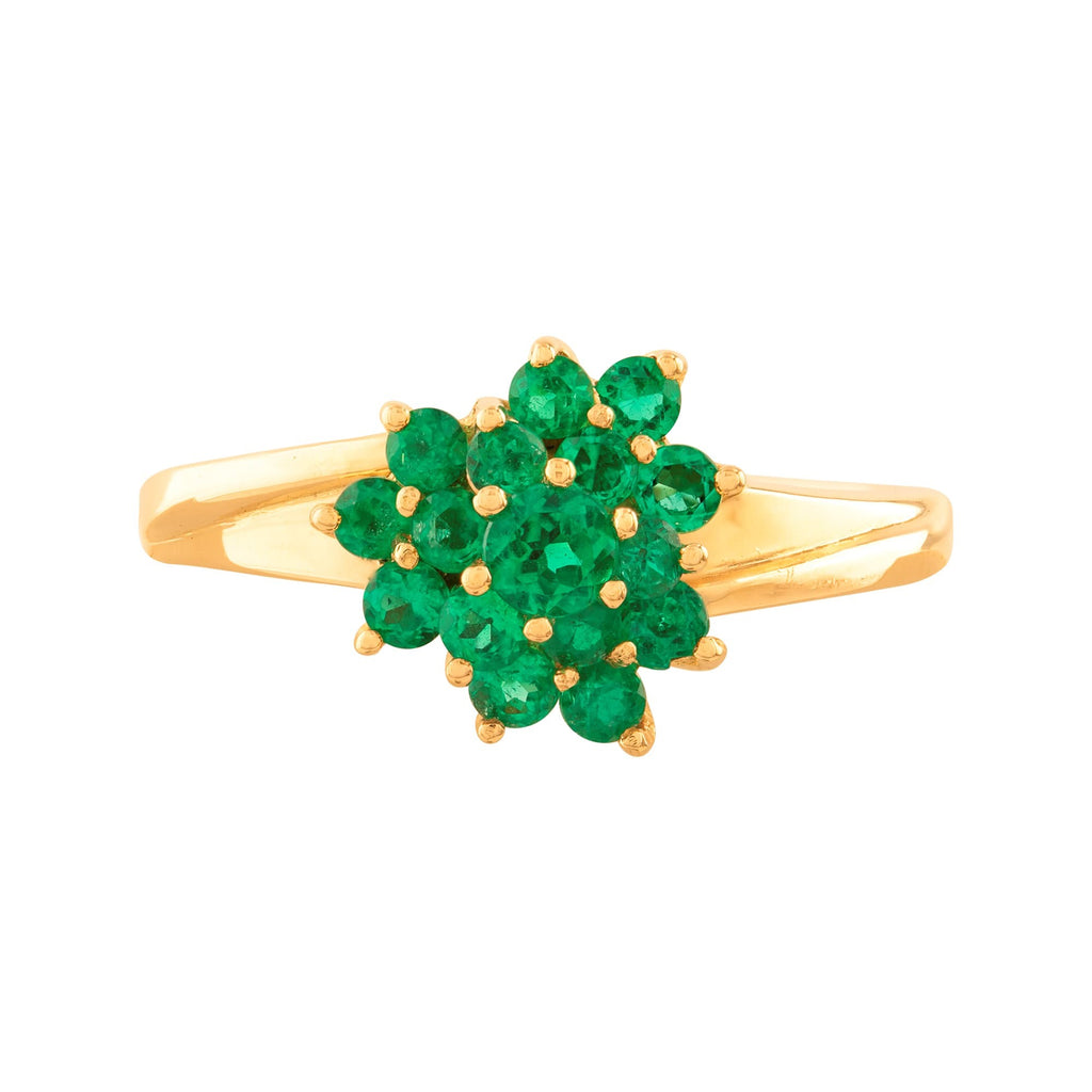 ANILLO FLOR CON ESMERALDAS