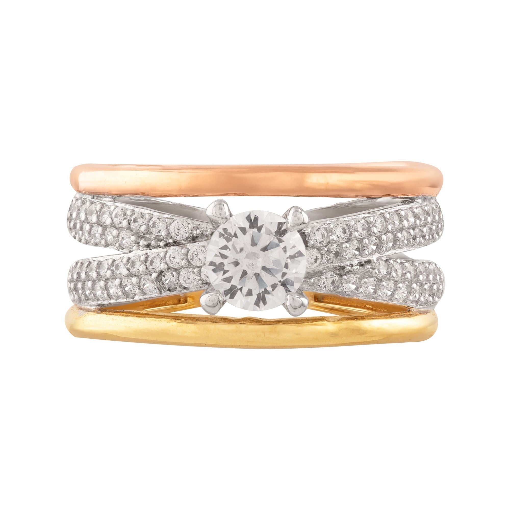 ANILLO 3 OROS CRUZADO