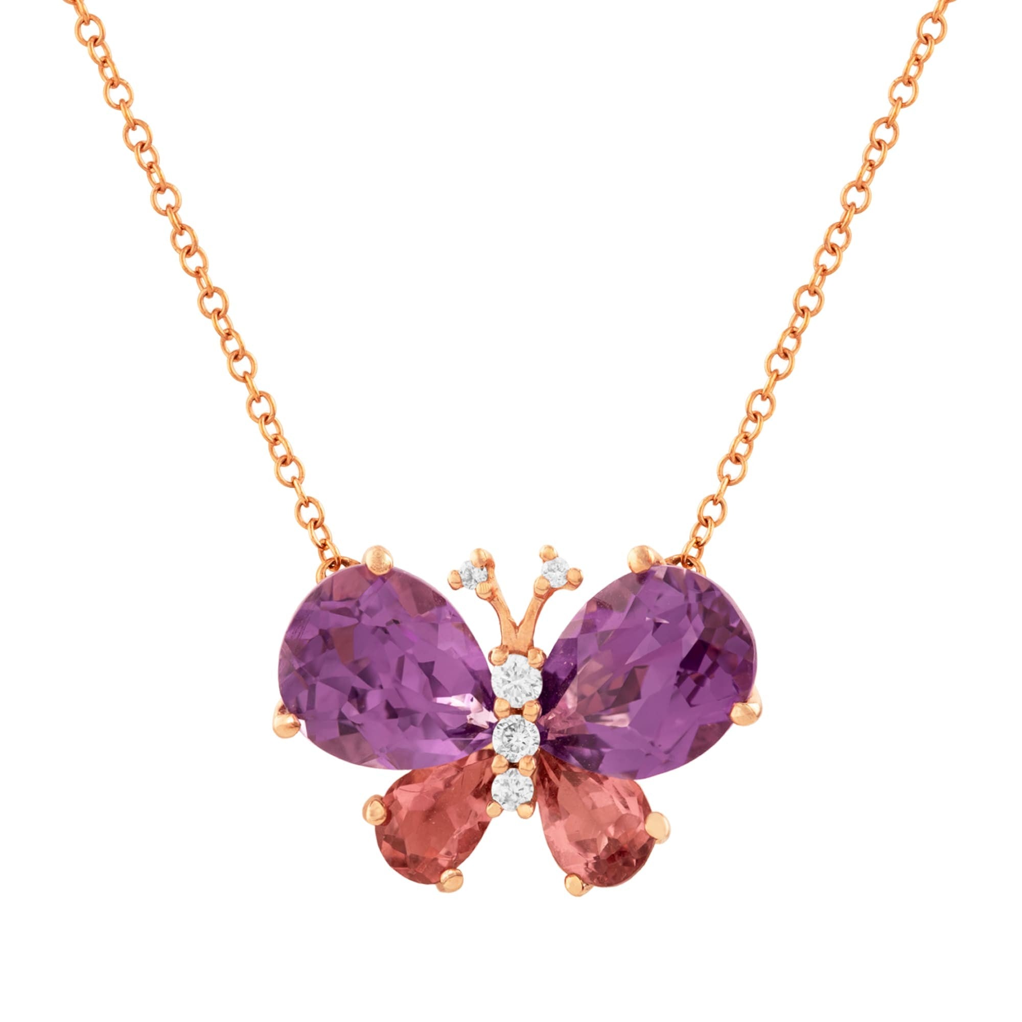 GARGANTILLA MARIPOSA CON AMATISTAS Y DIAMANTES