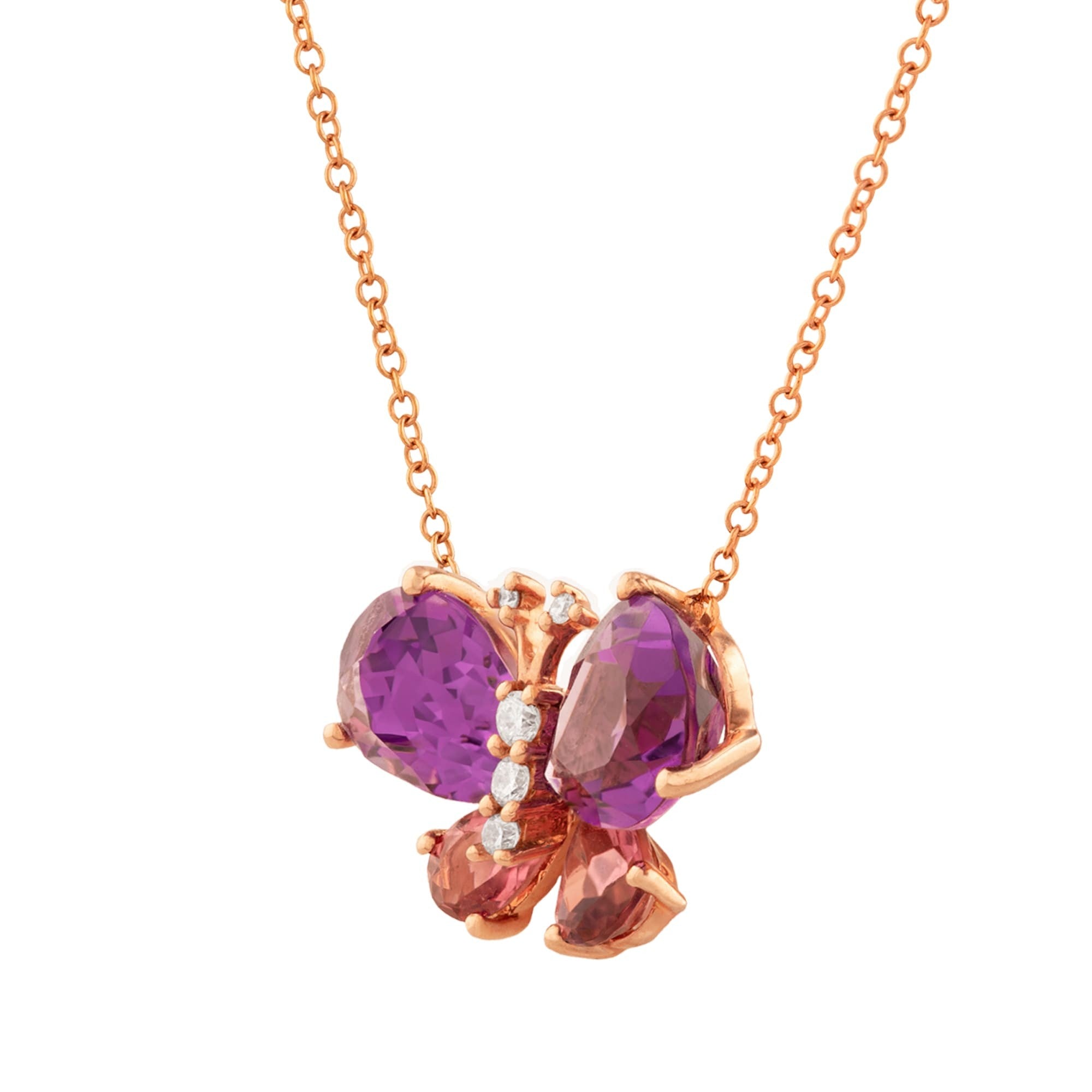 GARGANTILLA MARIPOSA CON AMATISTAS Y DIAMANTES