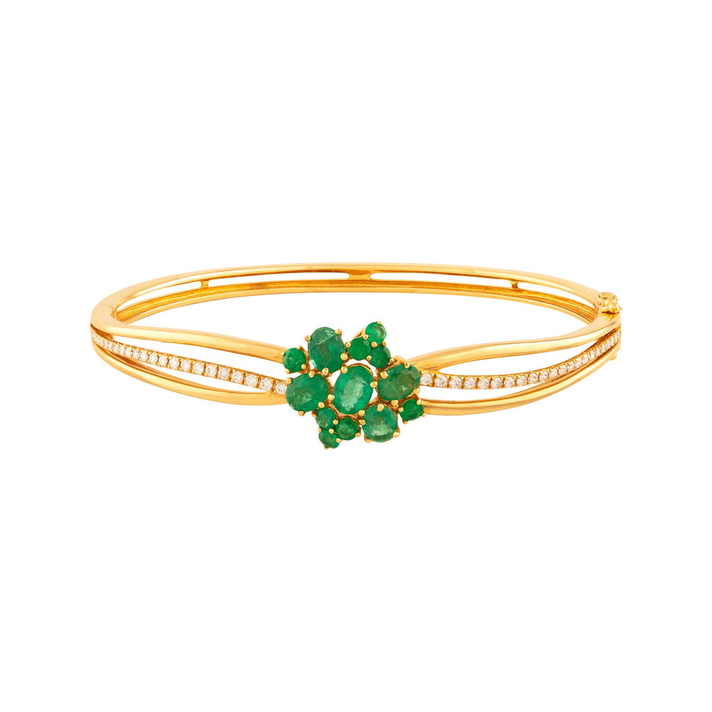 PULSERA EN ONDAS CON ESMERALDAS