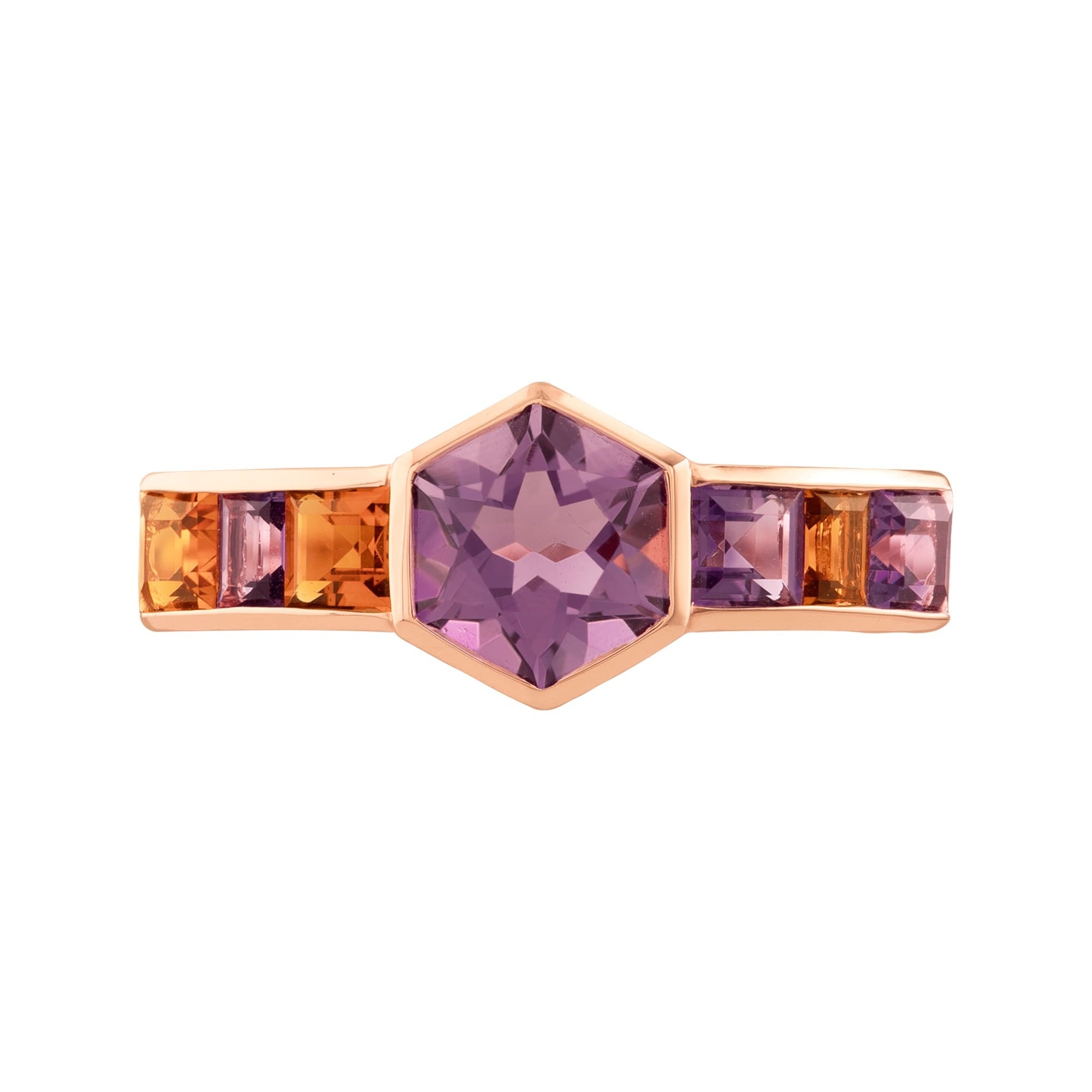 ANILLO CON AMATISTA HEXAGONAL