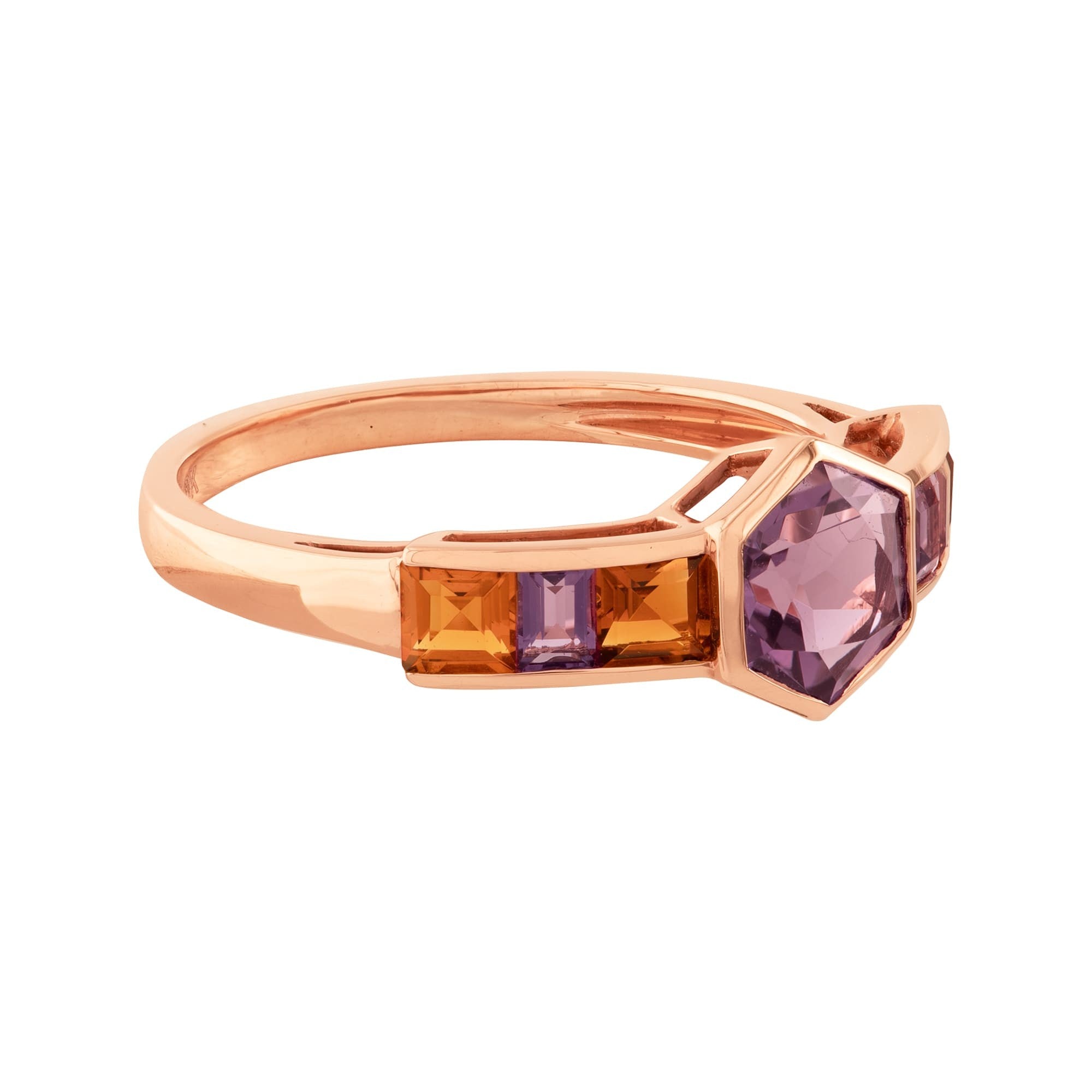ANILLO CON AMATISTA HEXAGONAL