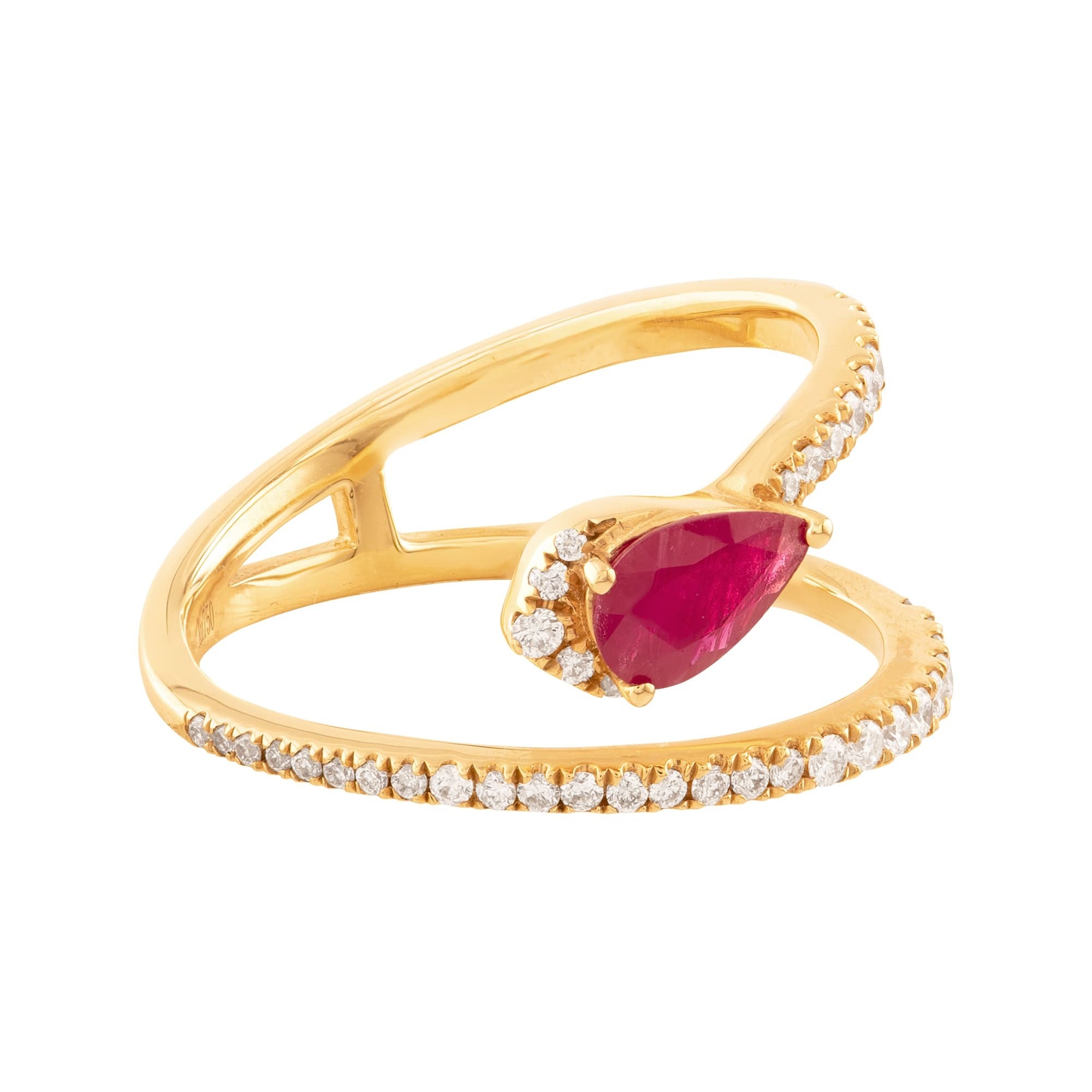 ANILLO ABIERTO CON RUBÍ Y DIAMANTES