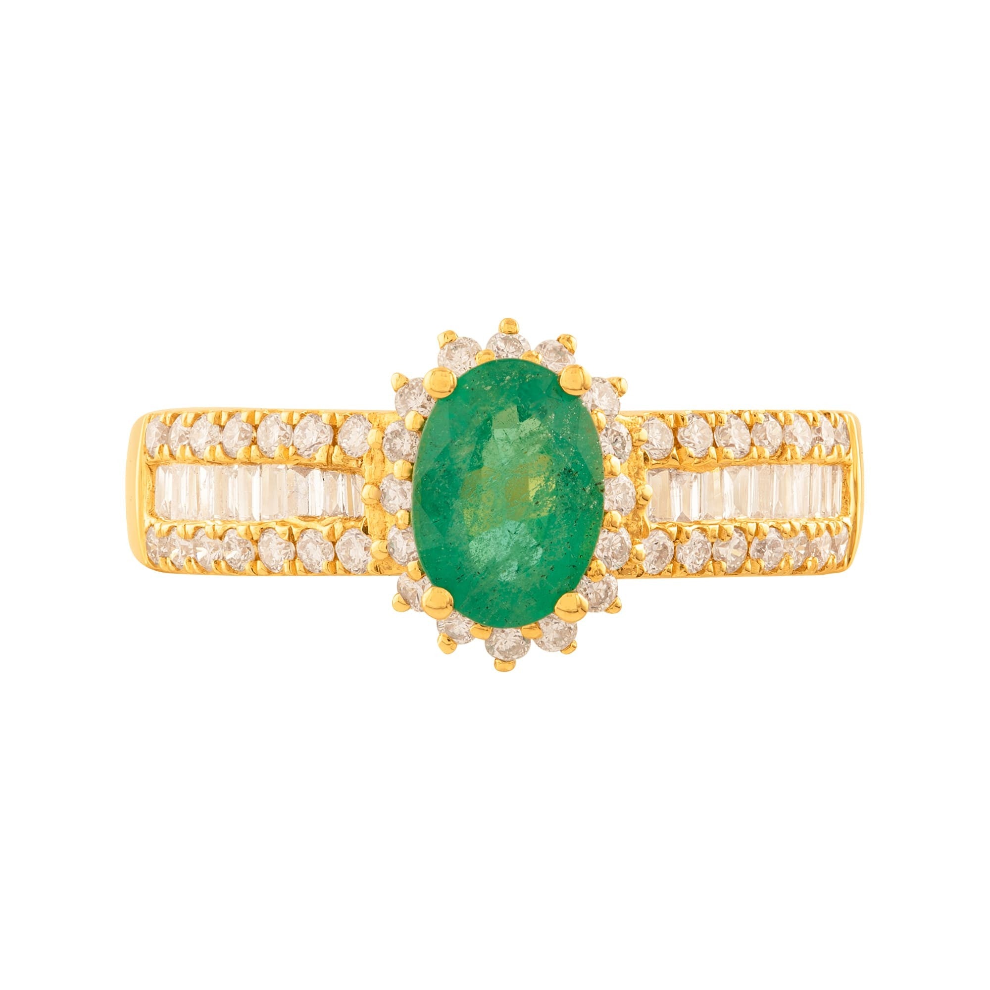 ANILLO FLOR CON ESMERALDA Y DIAMANTES