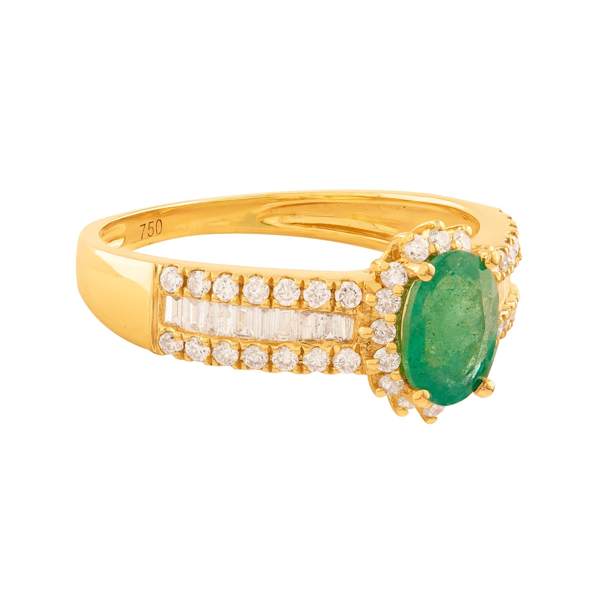 ANILLO FLOR CON ESMERALDA Y DIAMANTES