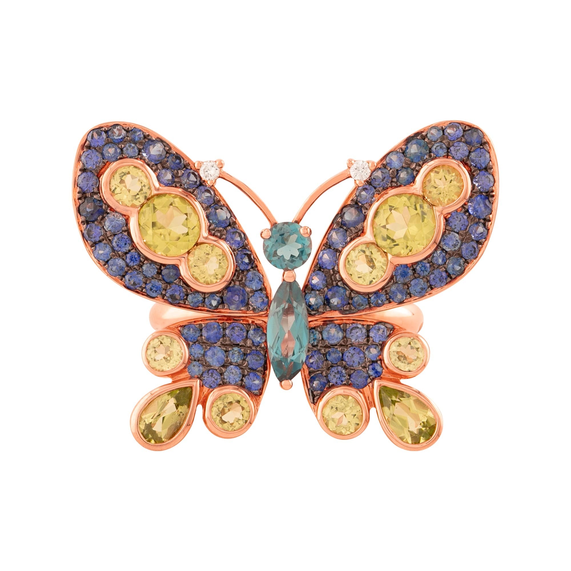 ANILLO MARIPOSA CON PIEDRAS PRECIOSAS MIXTAS
