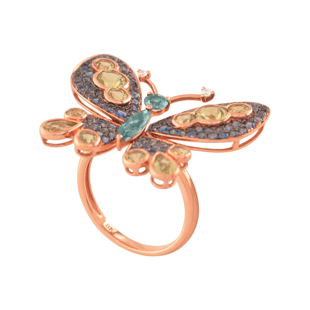 ANILLO MARIPOSA CON PIEDRAS PRECIOSAS MIXTAS