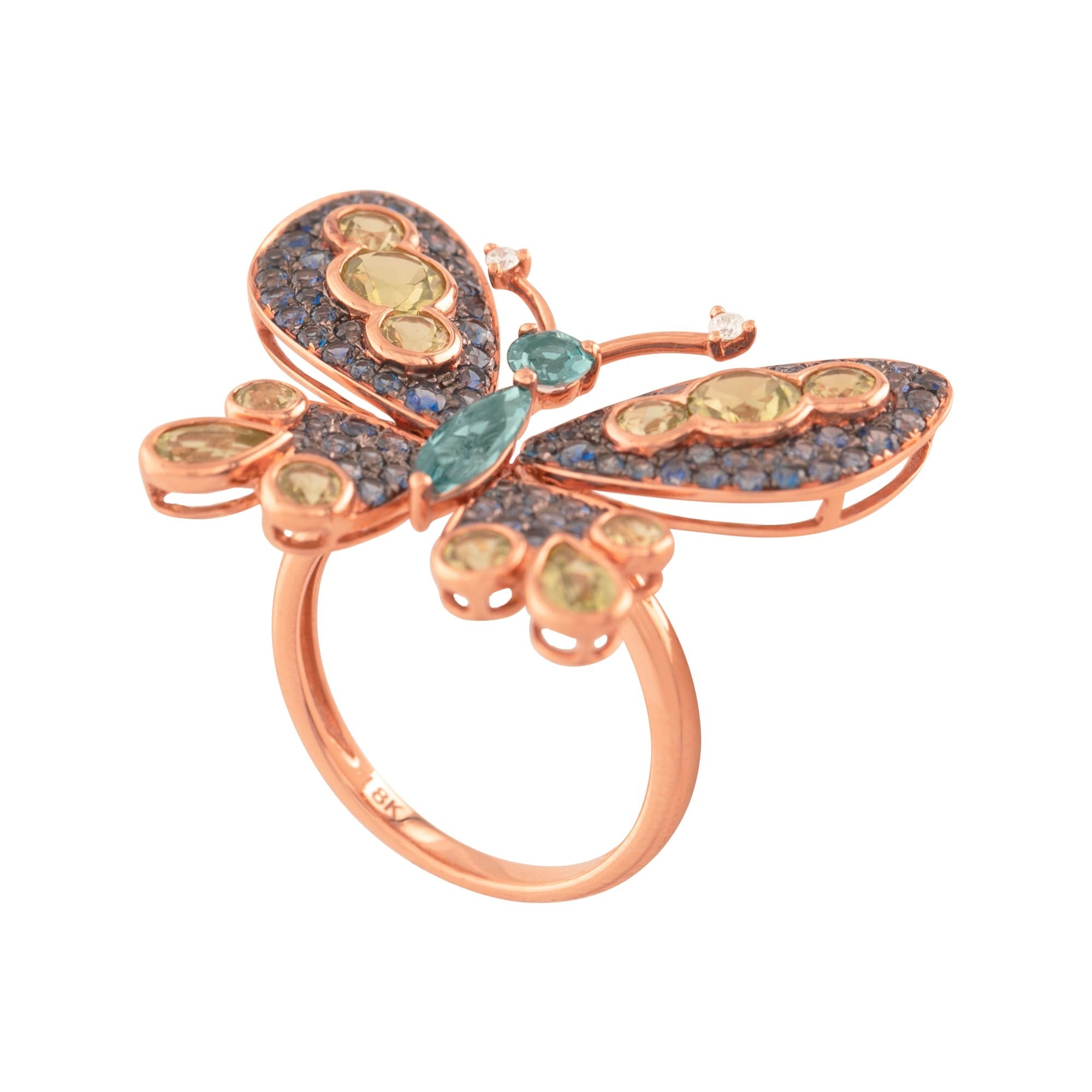 ANILLO MARIPOSA CON PIEDRAS PRECIOSAS MIXTAS