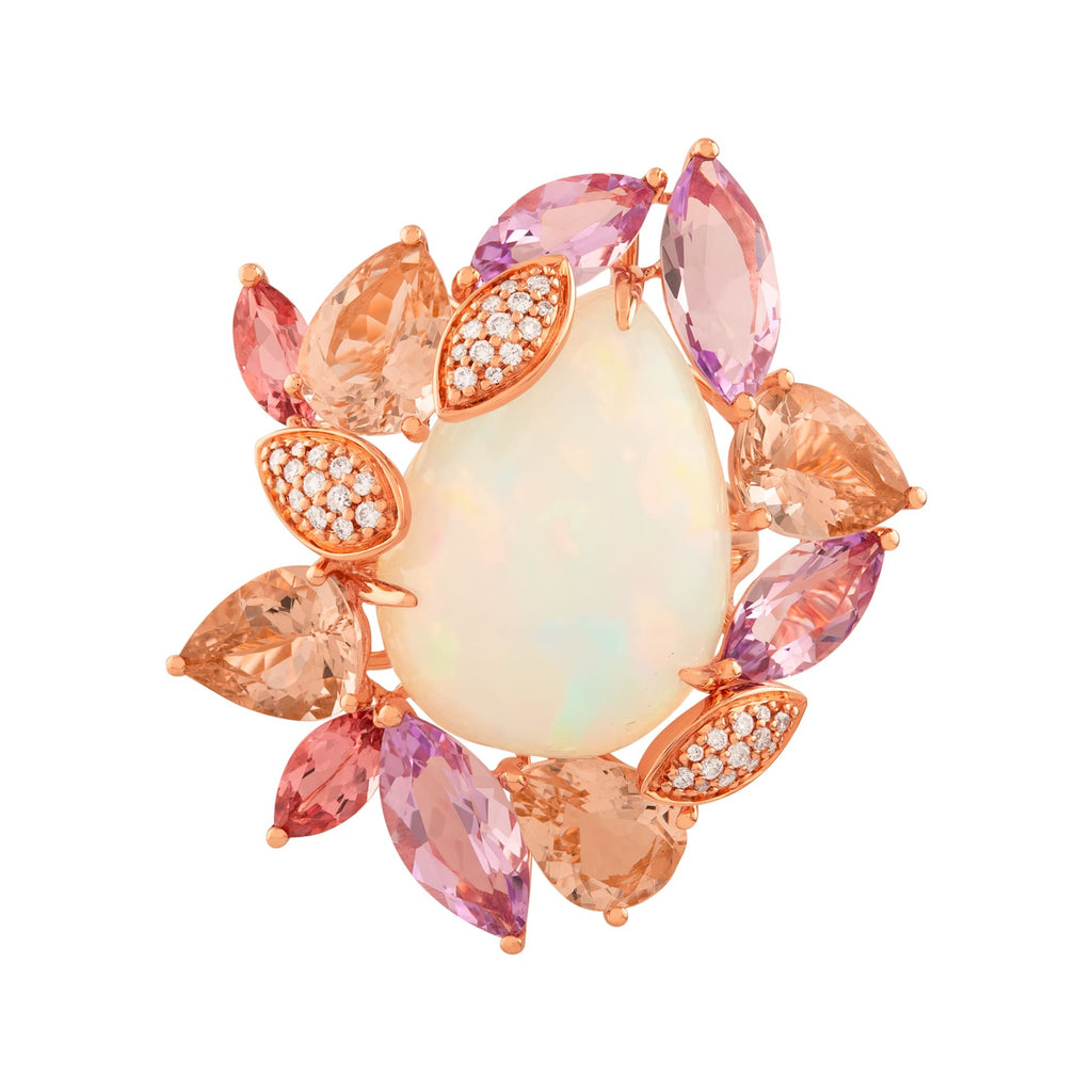 ANILLO FLOR CON OPAL CENTRAL