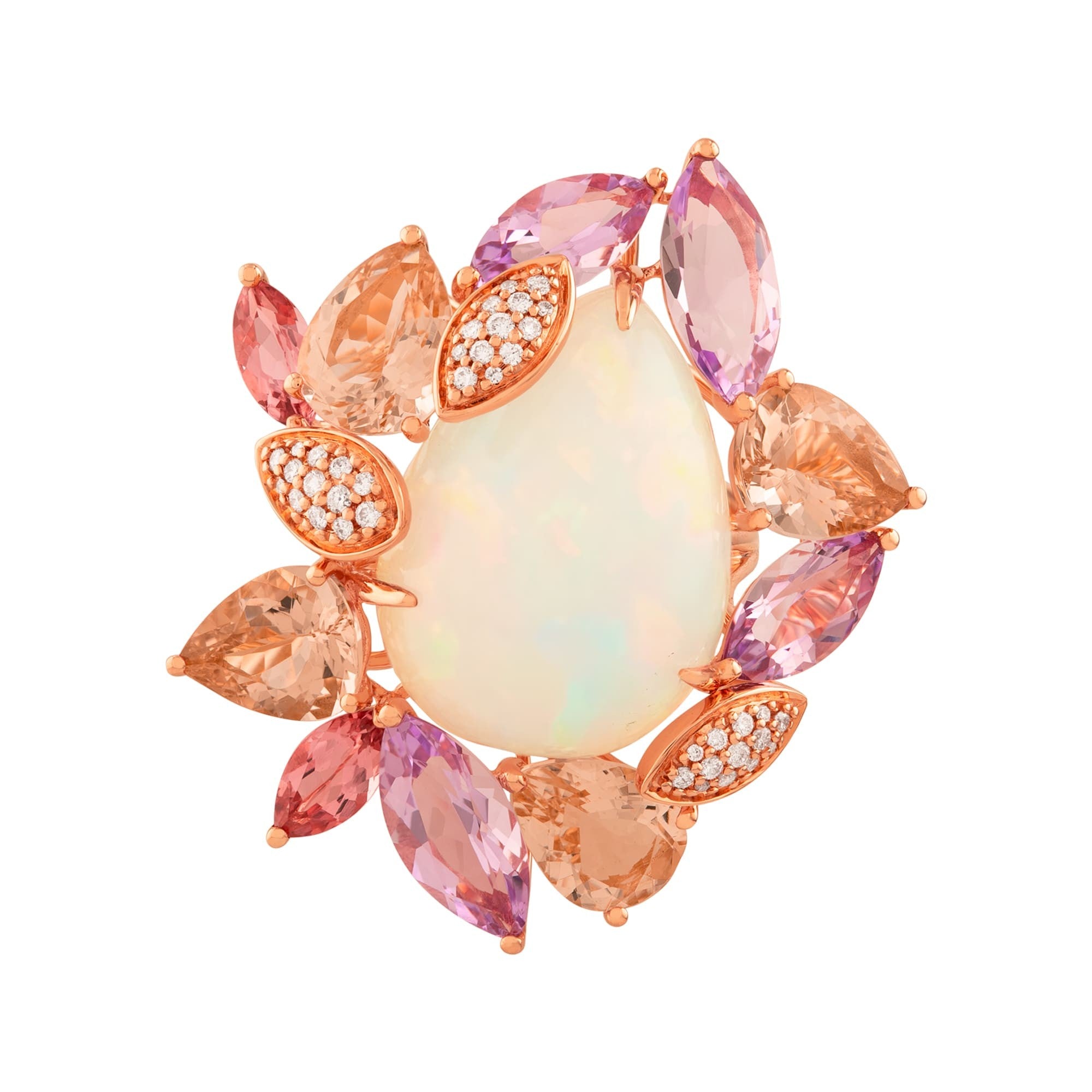 ANILLO FLOR CON OPAL CENTRAL