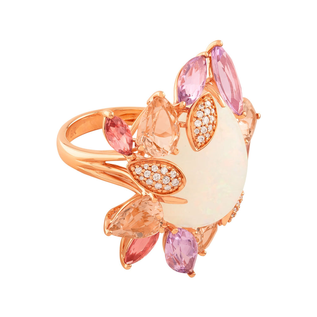 ANILLO FLOR CON OPAL CENTRAL