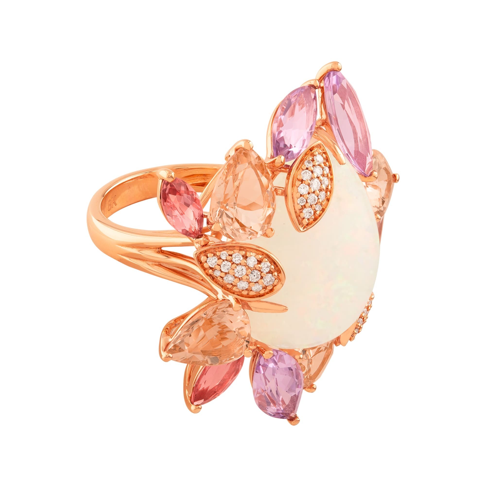 ANILLO FLOR CON OPAL CENTRAL