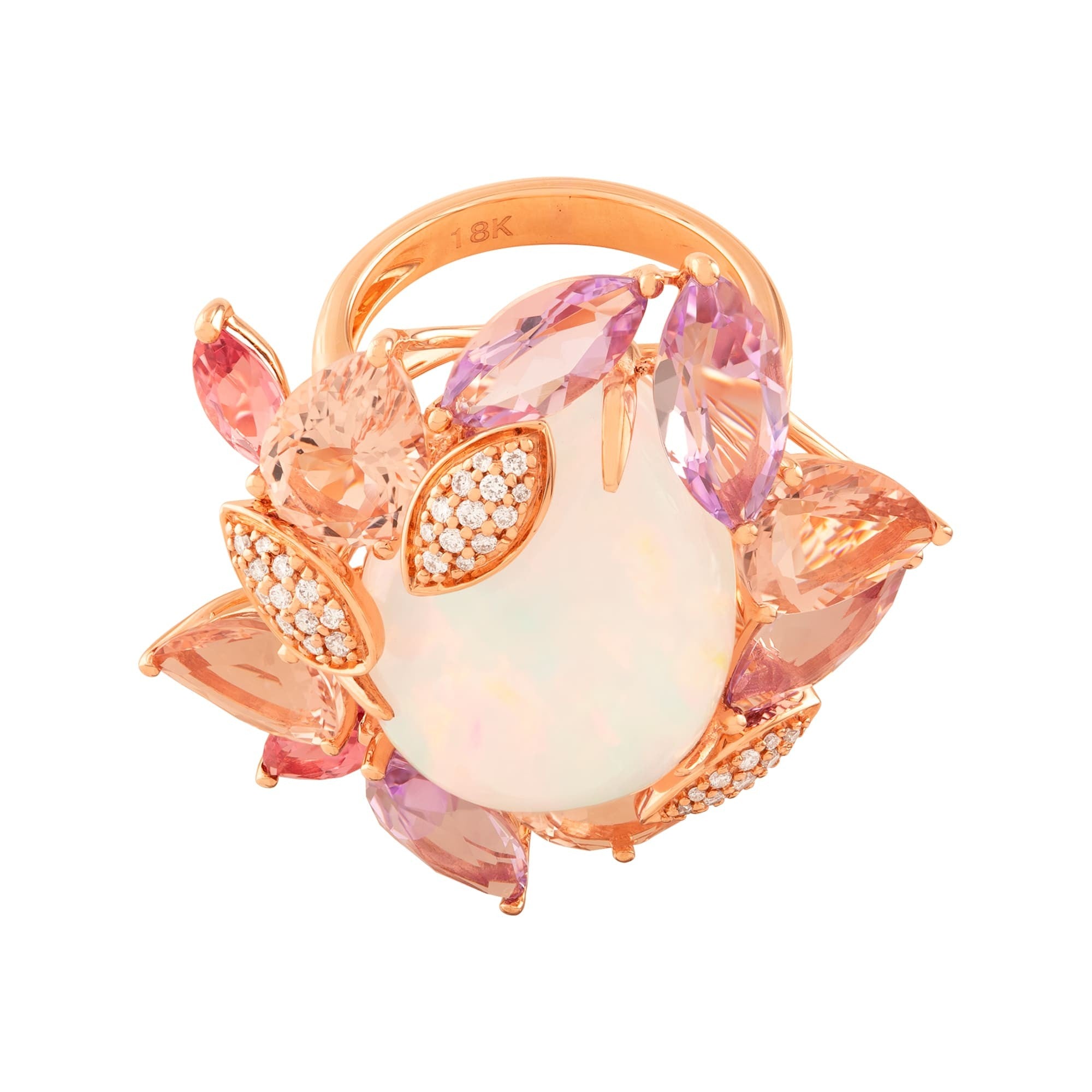 ANILLO FLOR CON OPAL CENTRAL