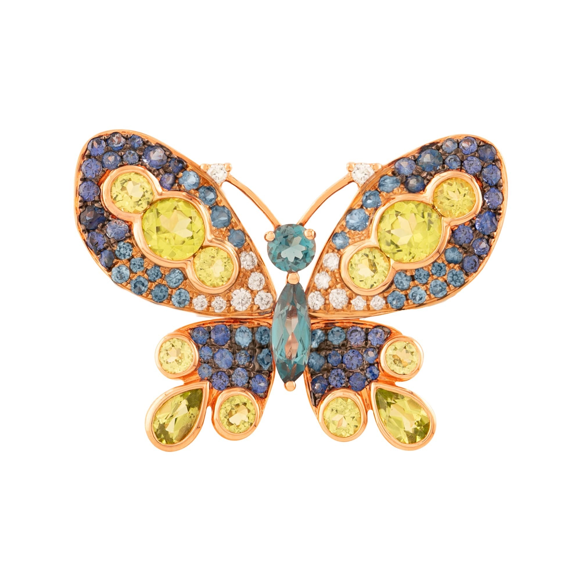 DIJE MARIPOSA CON PIEDRAS PRECIOSAS MIXTAS