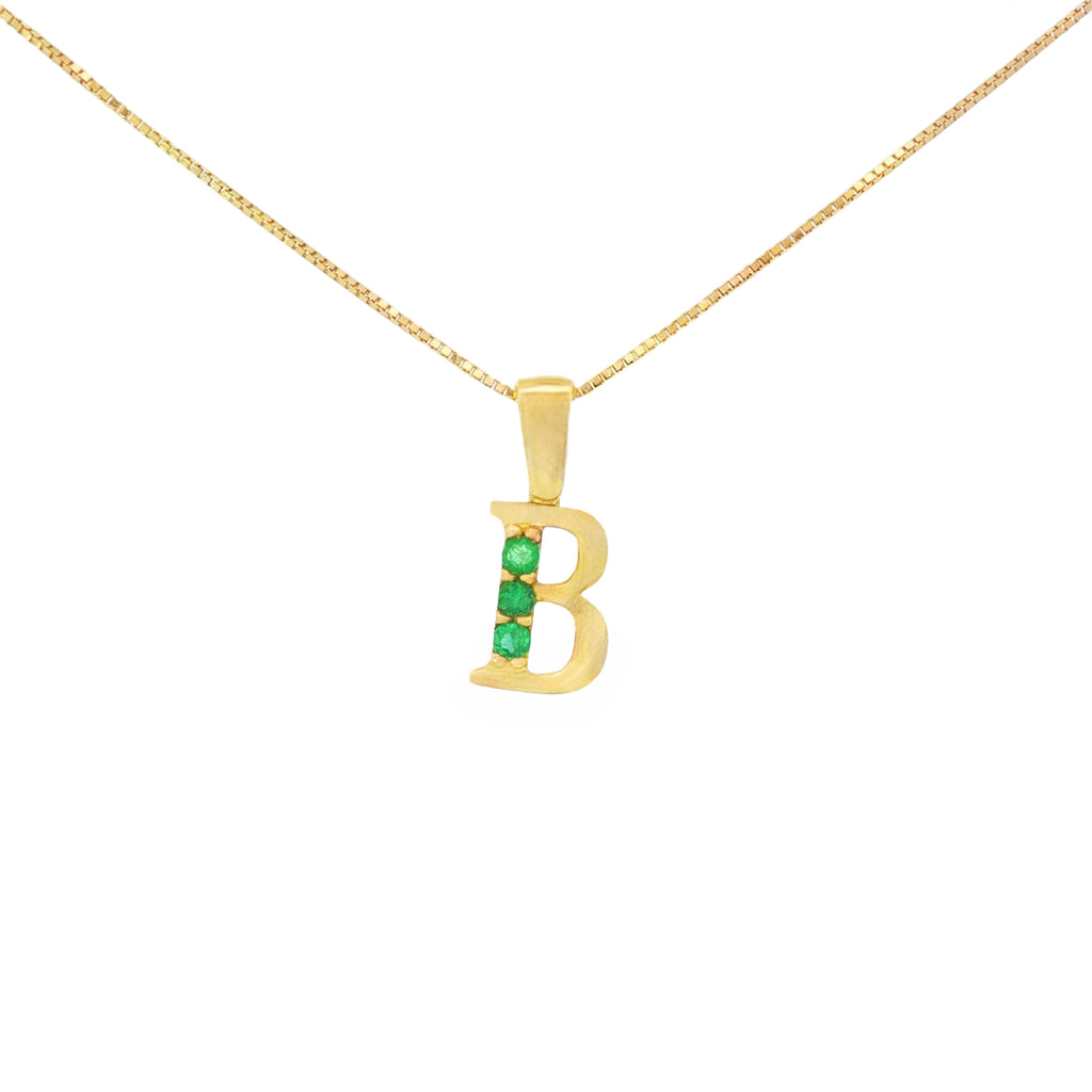 DIJE LETRA B MINI ESMERALDA