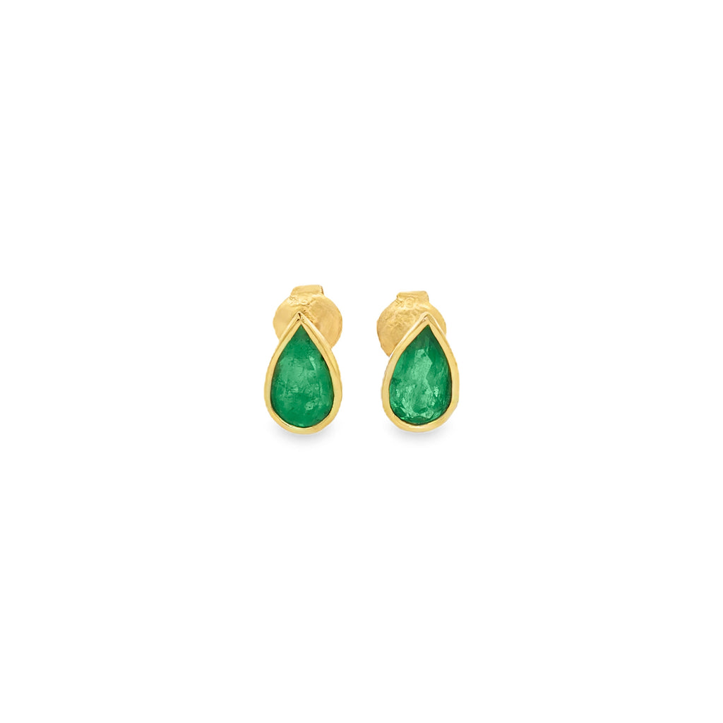 ARETES GOTA DE ESMERALDAS AL BISEL