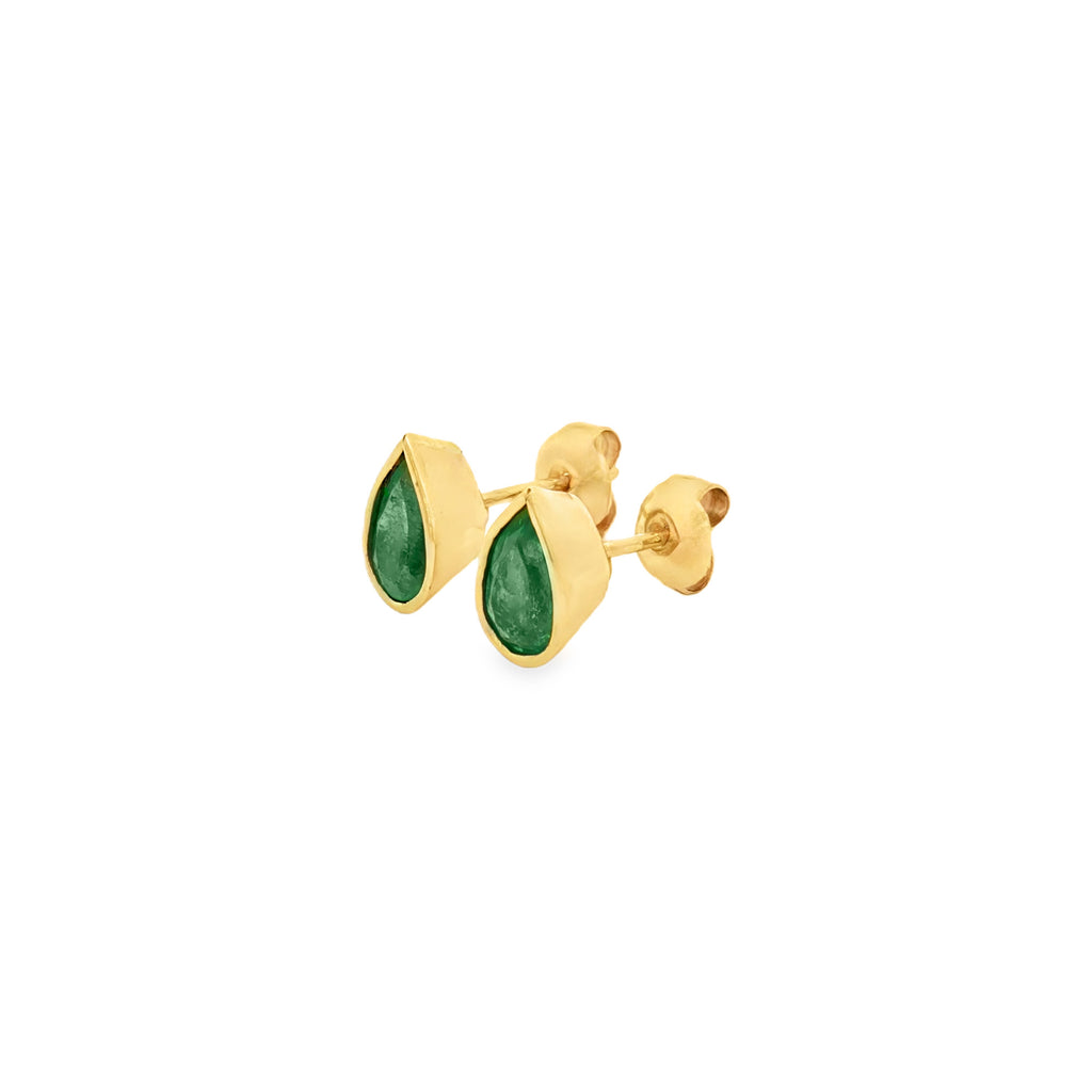 ARETES GOTA DE ESMERALDAS AL BISEL
