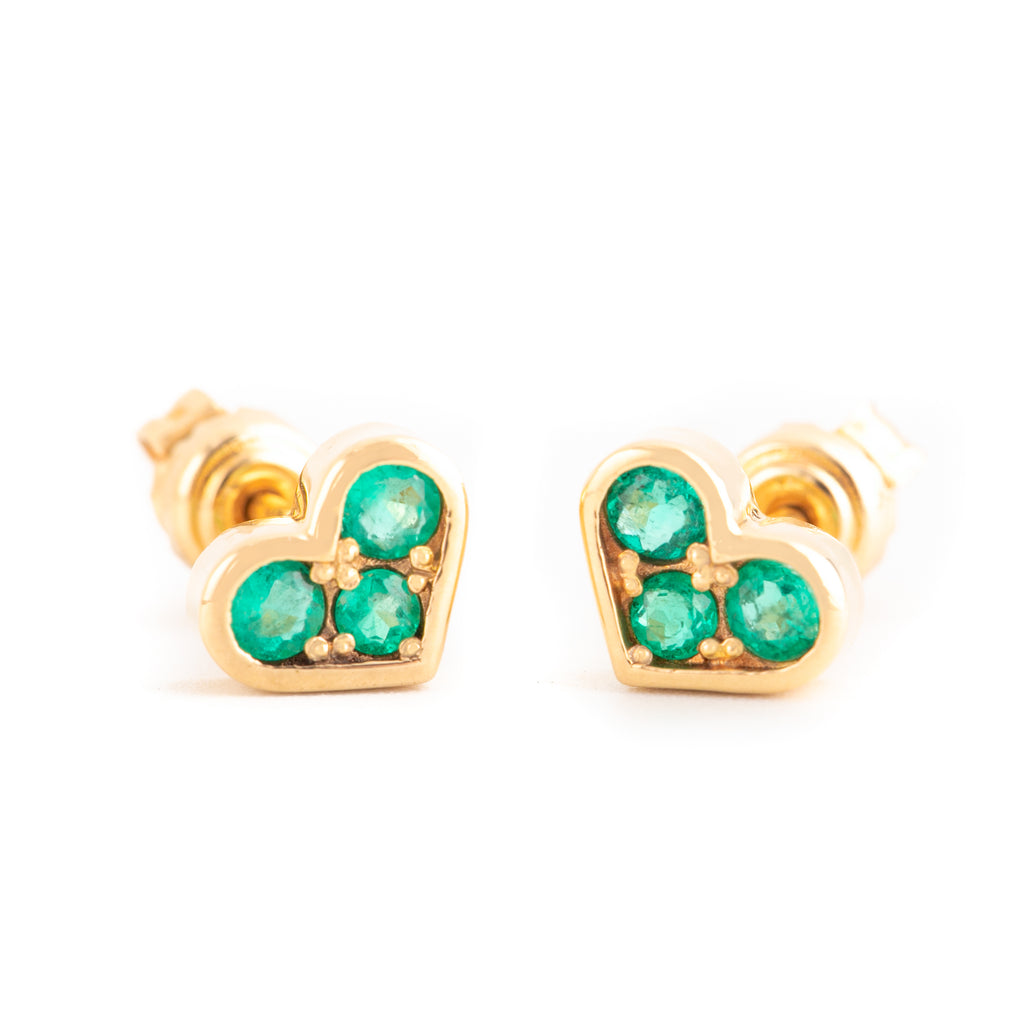 ARETES CORAZÓN CON ESMERALDAS