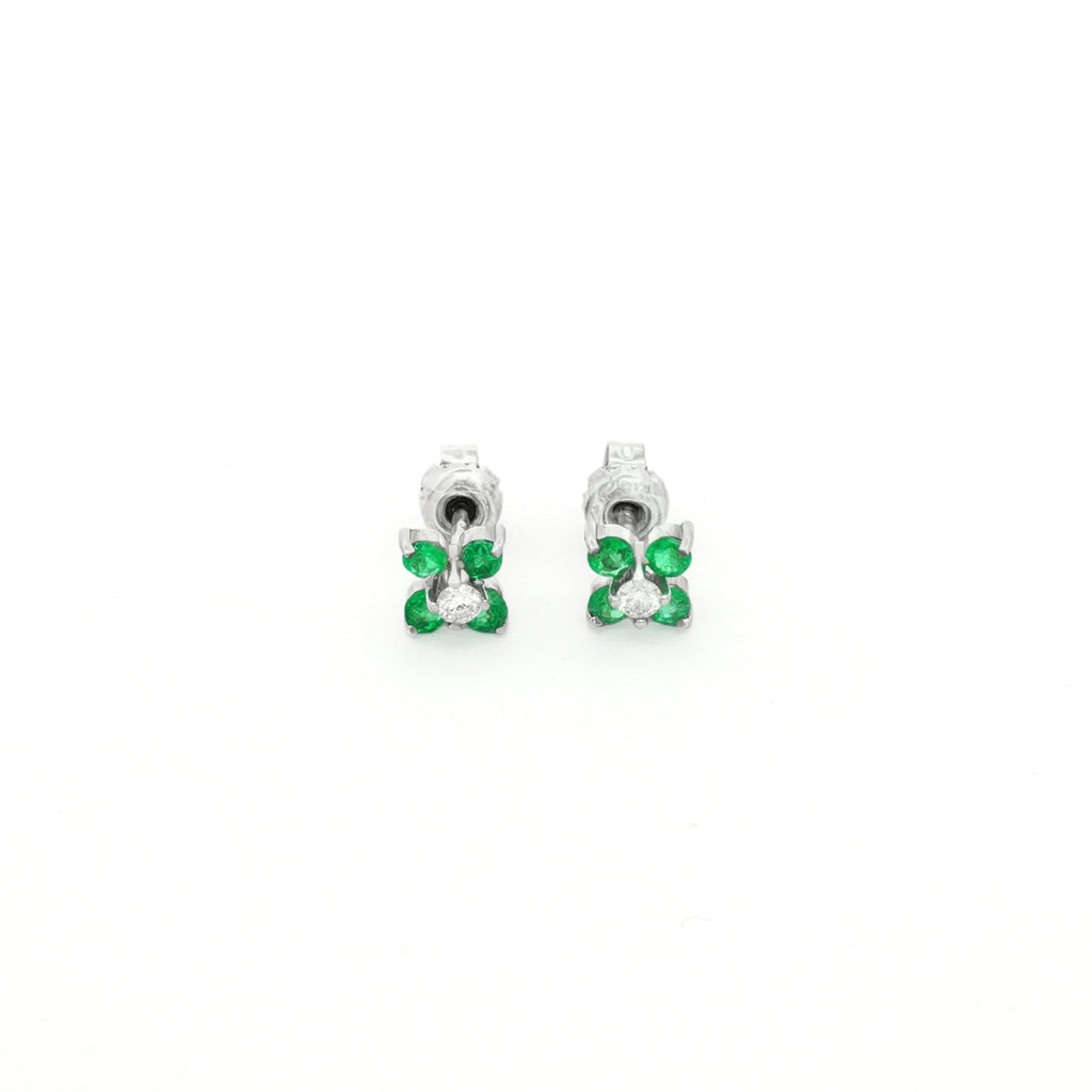 ARETES ESMERALDAS Y DIAMANTES FLOR
