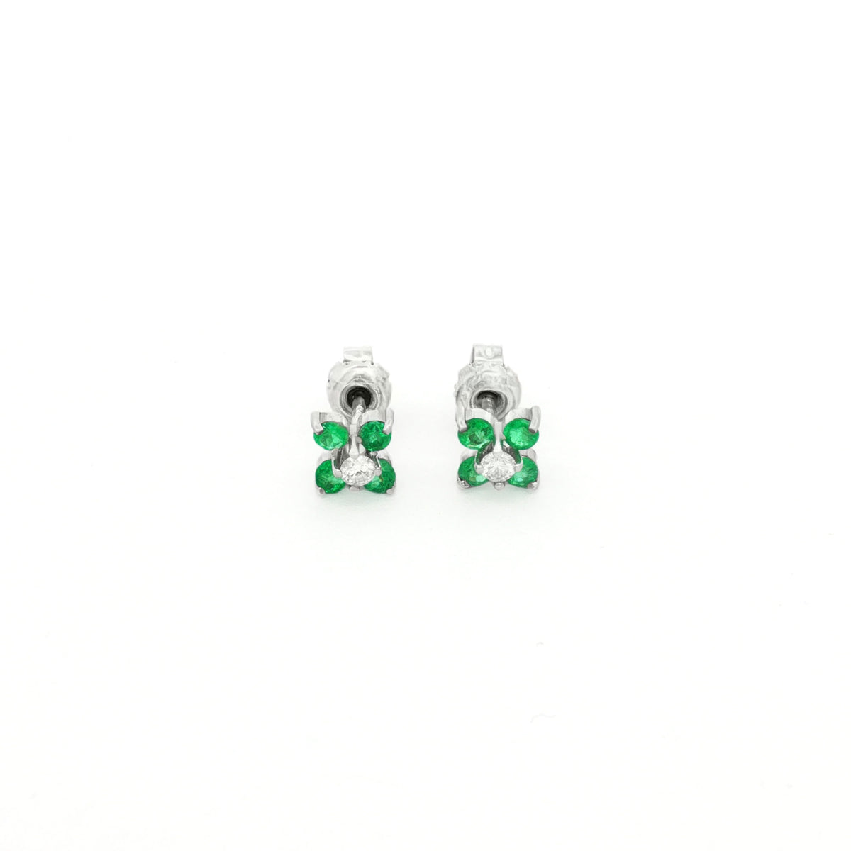 ARETES ESMERALDAS Y DIAMANTES FLOR