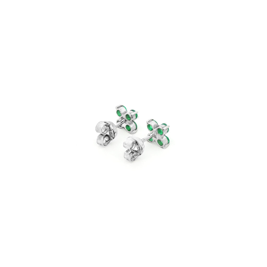 ARETES ESMERALDAS Y DIAMANTES FLOR