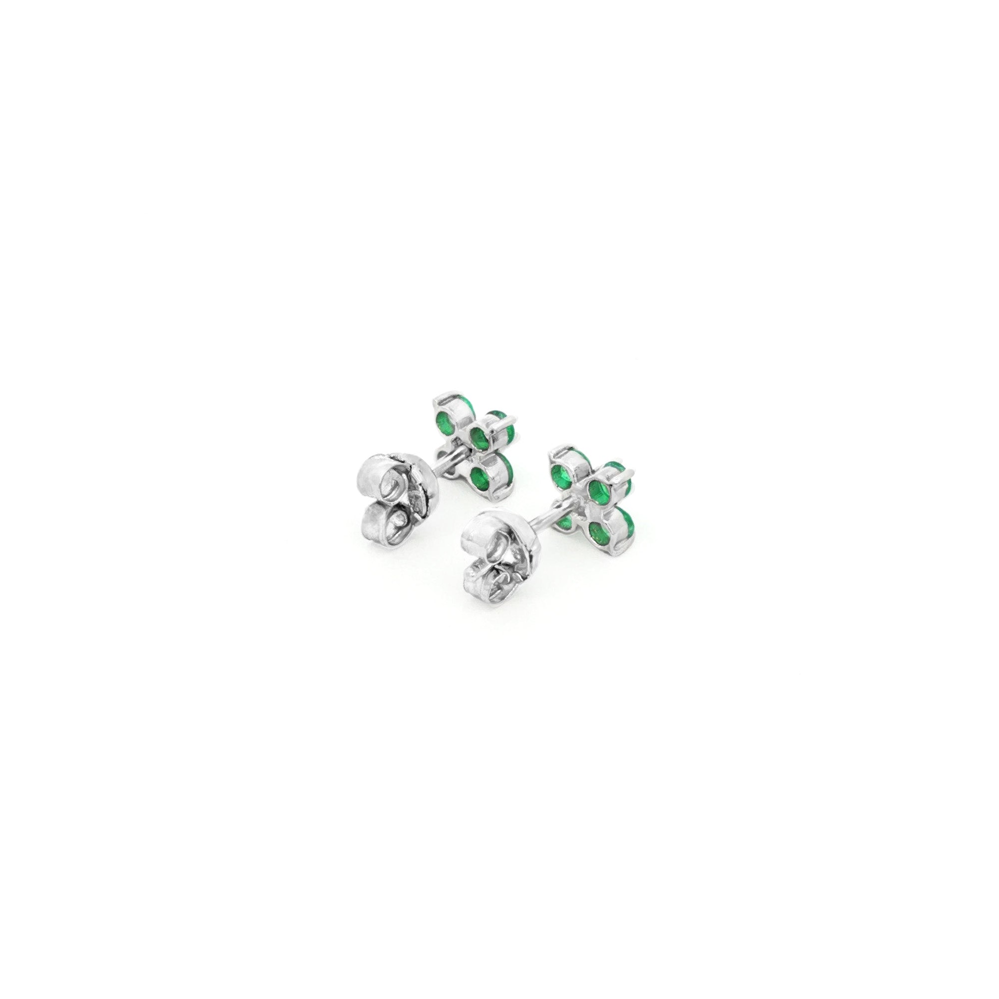 ARETES ESMERALDAS Y DIAMANTES FLOR