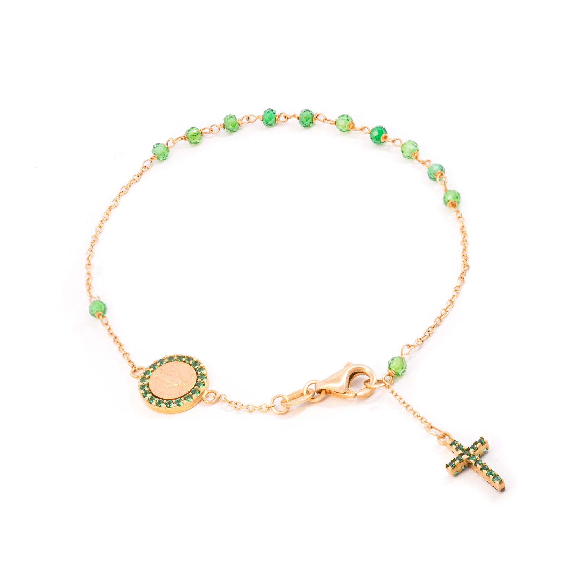 DENARIO ORO AMARILLO ZIRCÓN VERDE MEDALLA MILAGROSA