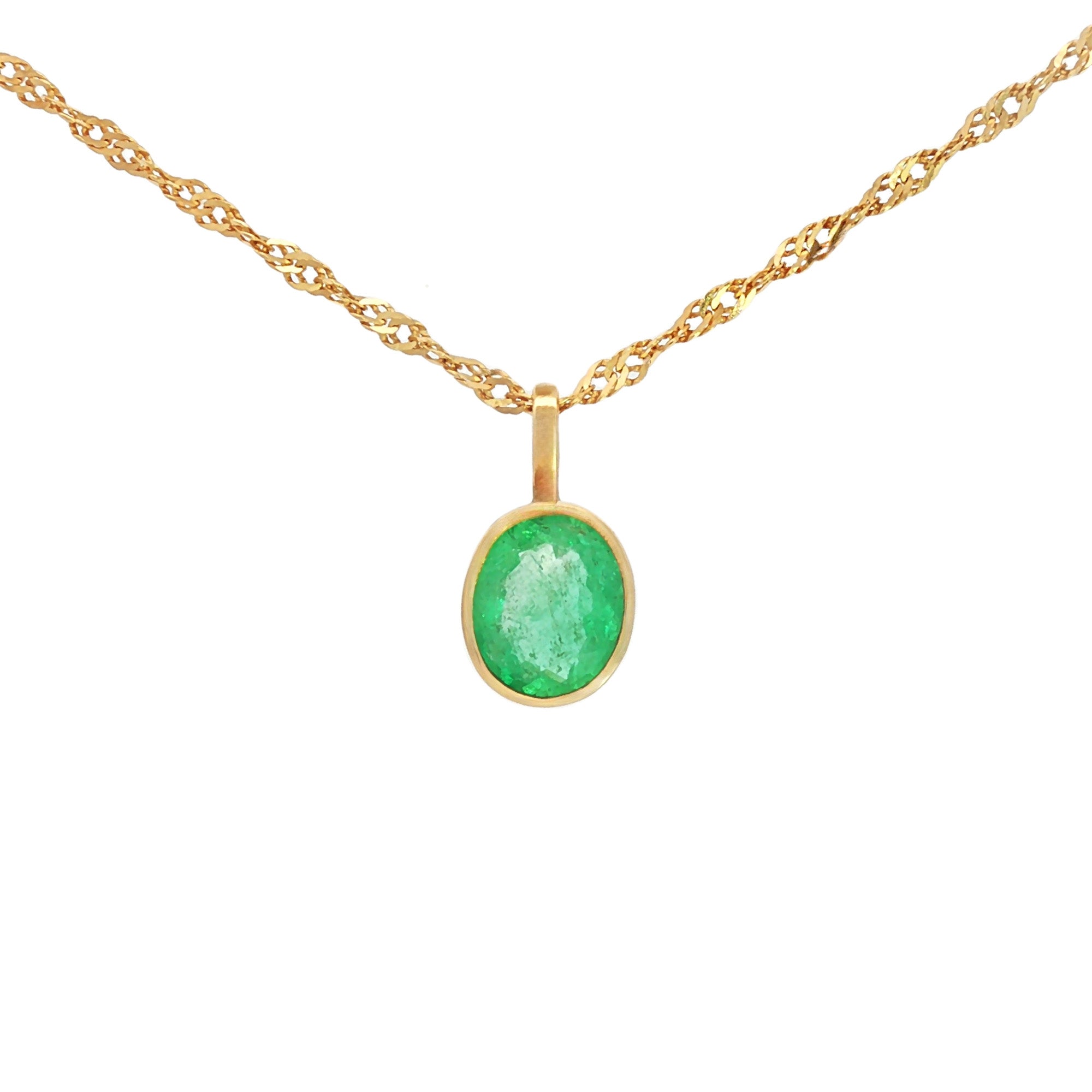 DIJE ESMERALDA OVAL BISEL