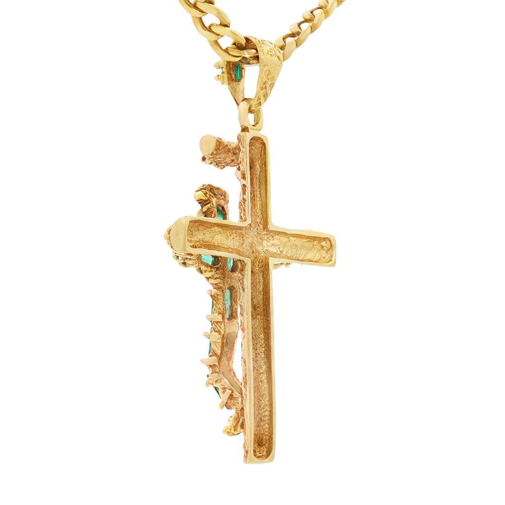 DIJE CRUZ DE ESMERALDAS Y DIAMANTES