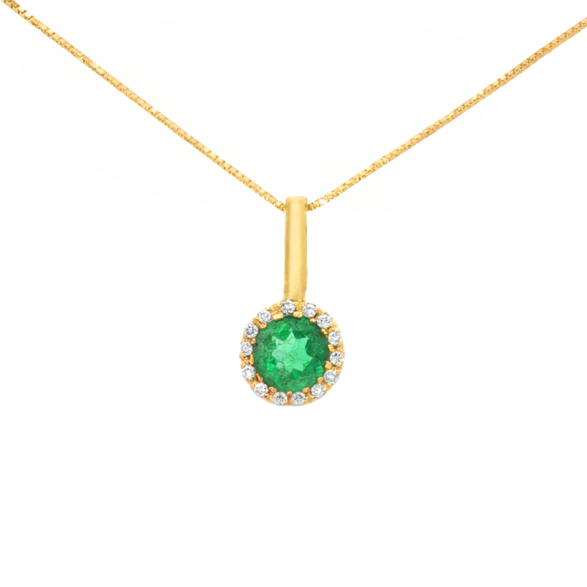 DIJE ESMERALDA REDONDA Y DIAMANTE