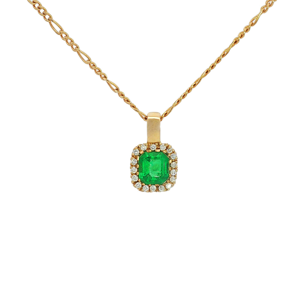 DIJE ESMERALDA CUADRADA Y DIAMANTES